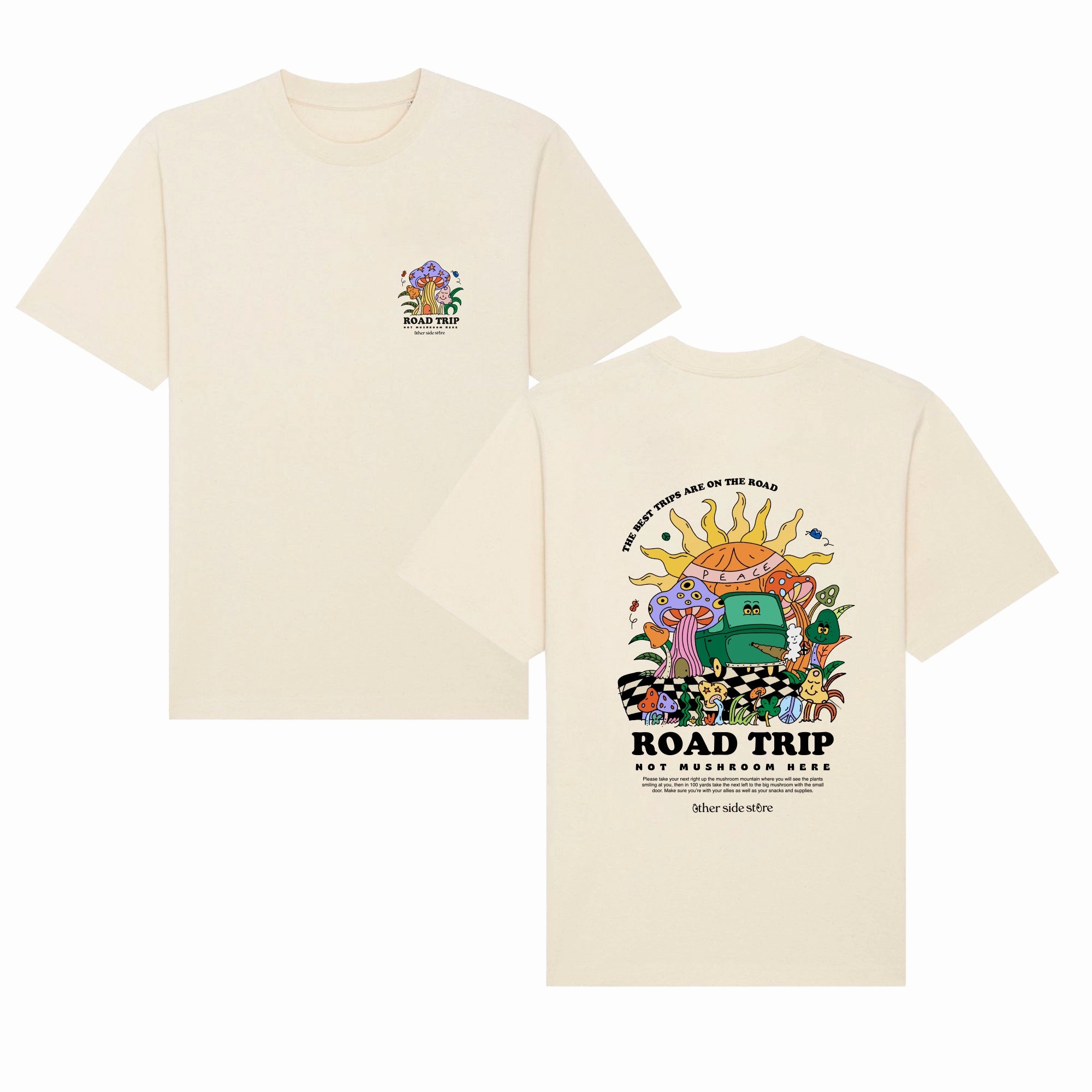Thermal regulation Other Side Store 'Road Trip' Organic Tee - Natural