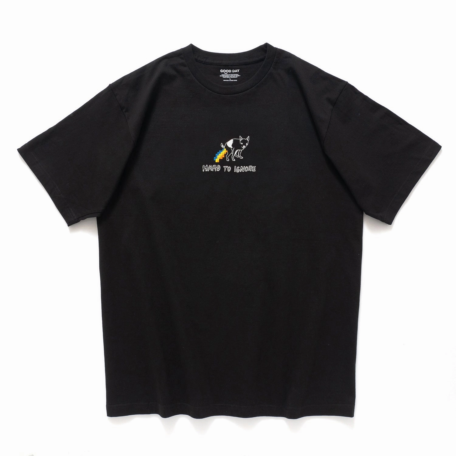 (ZT1725) Hard To Ignore Embroidery Graphic Tee Reinforced Shoulder Seams Timeless Layering