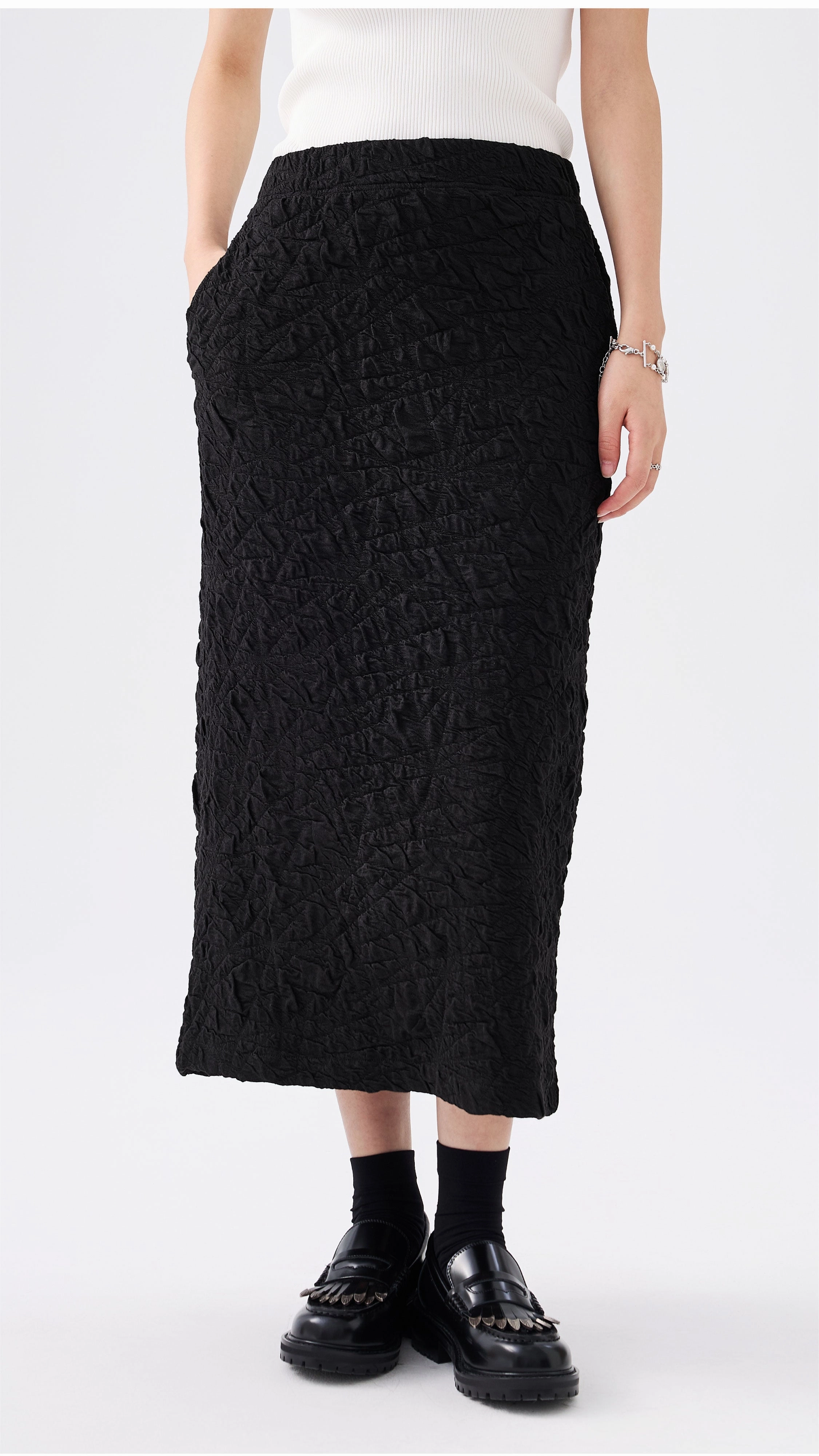Flared hem Fast fashion Textural Pencil Skirt