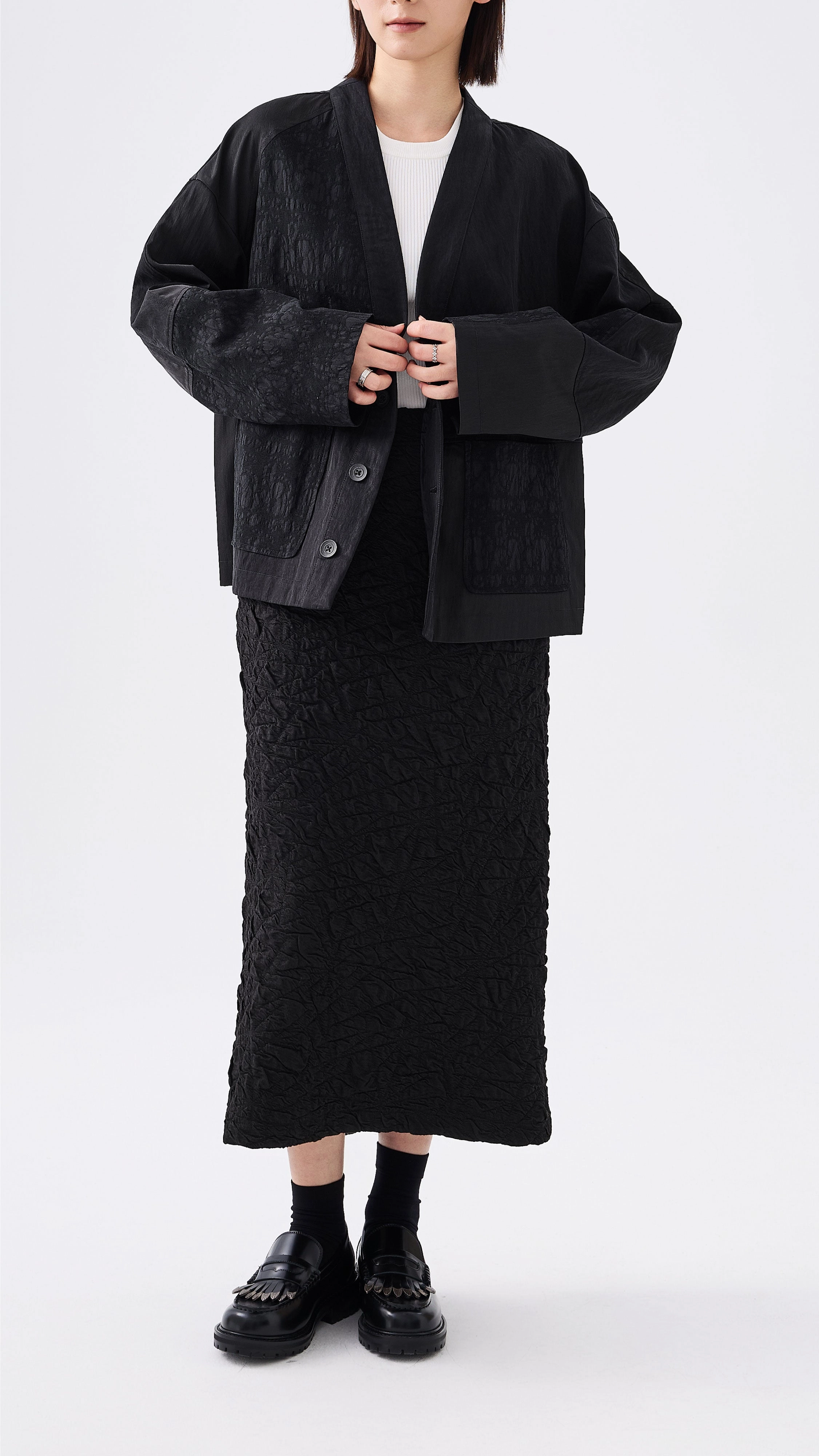 Textural Pencil Skirt Floor Length