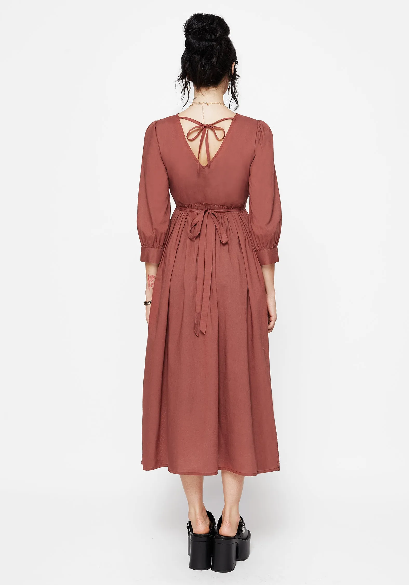 Cavern Cotton Broderie Button Up Midaxi Dress Photo Light Embroidered-Detail