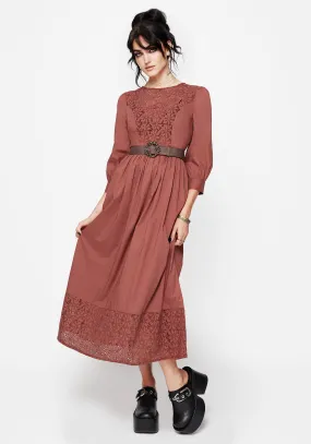 Comfortable Design Cavern Cotton Broderie Button Up Midaxi Dress