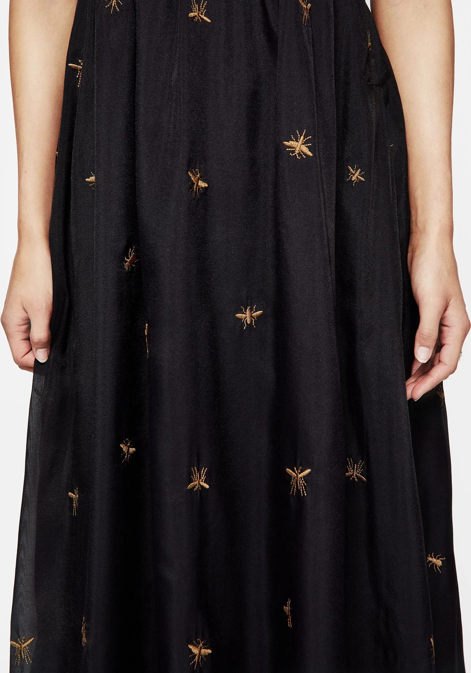 knee-length Care-Instructions-Included Insectarium Embroidered Organza Cami Gown