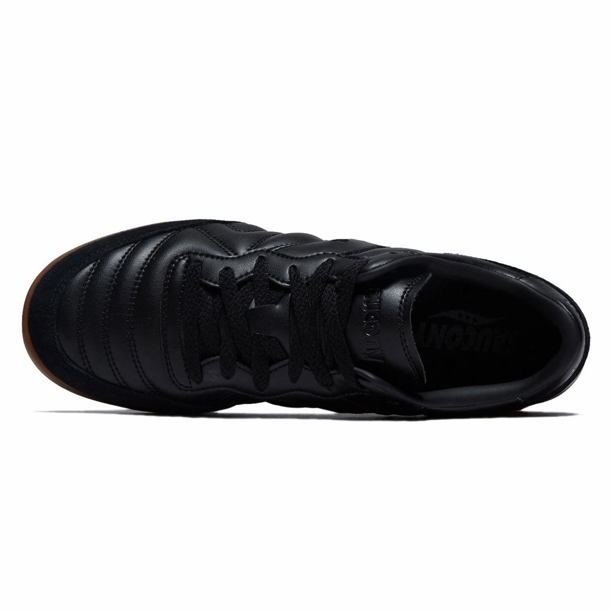 Tapered Heel Cup Saucony 586i Leather Shoes - Black/Gum
