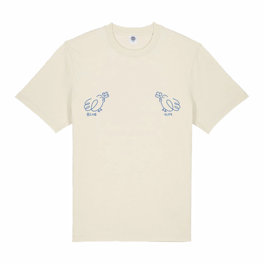 Trendy Wear Other Side Store 'Blue Tits' Tee - Off White