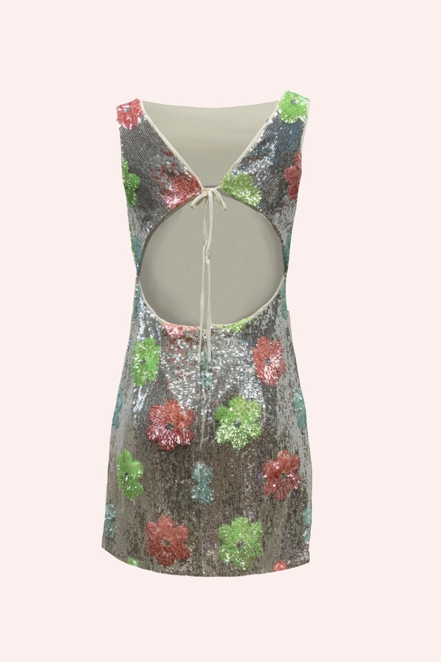 Work-to-Play Wear Evening Classic Pastel Posies Sequin Dress