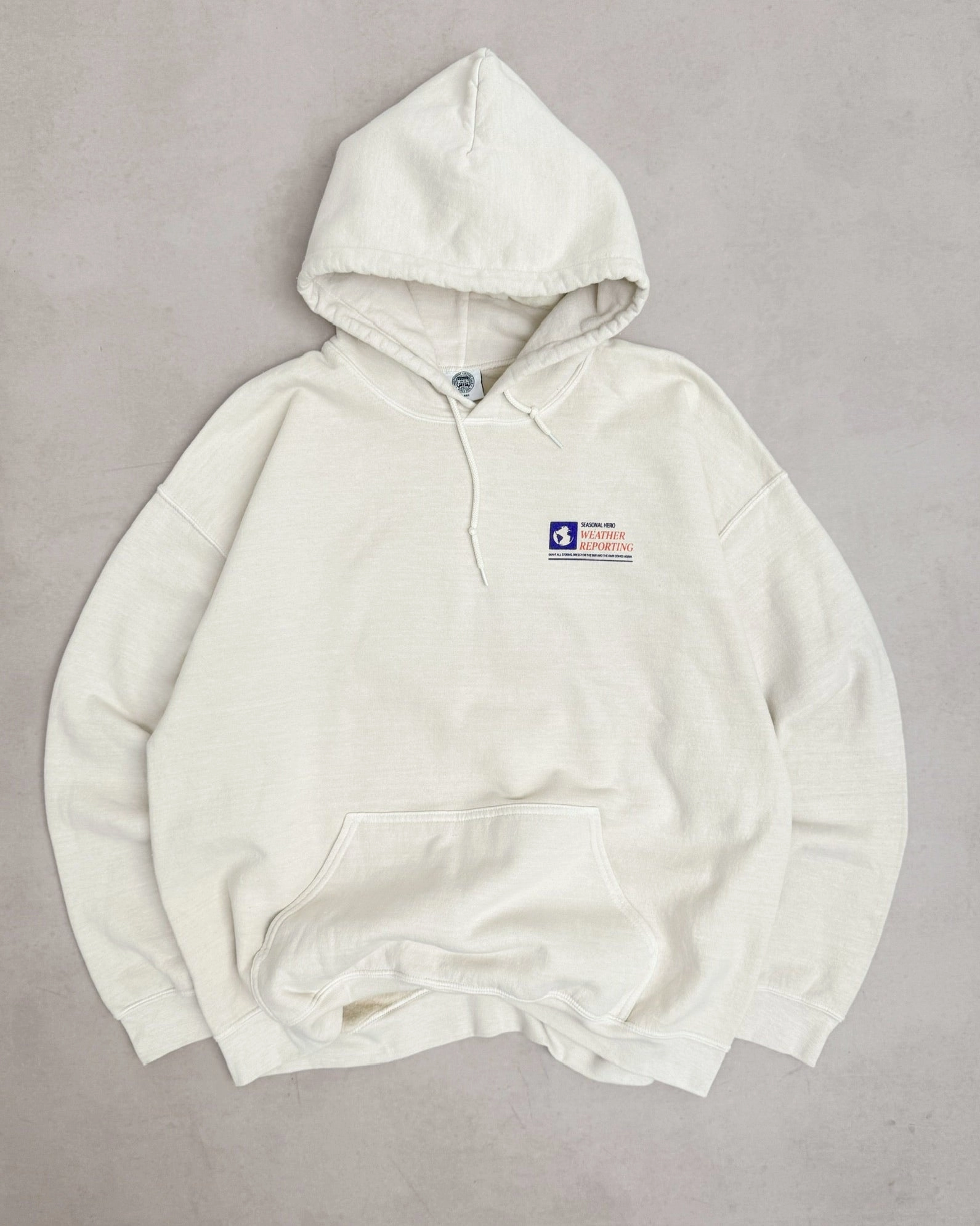Rayon blend Seasonal Hero 'Weather Reporting' Washed Hoodie - Cream