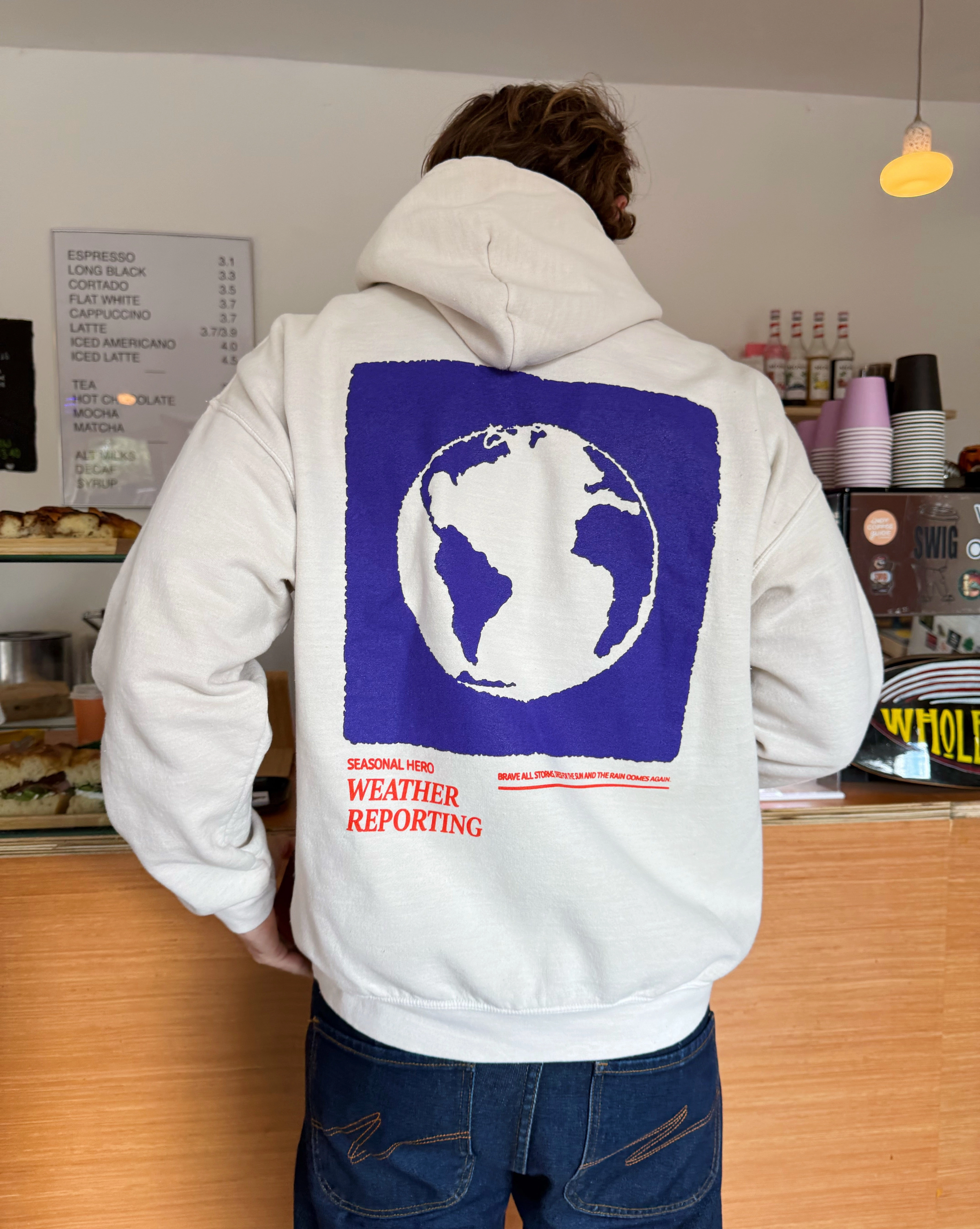 Seasonal Hero 'Weather Reporting' Washed Hoodie - Cream Spring clothing