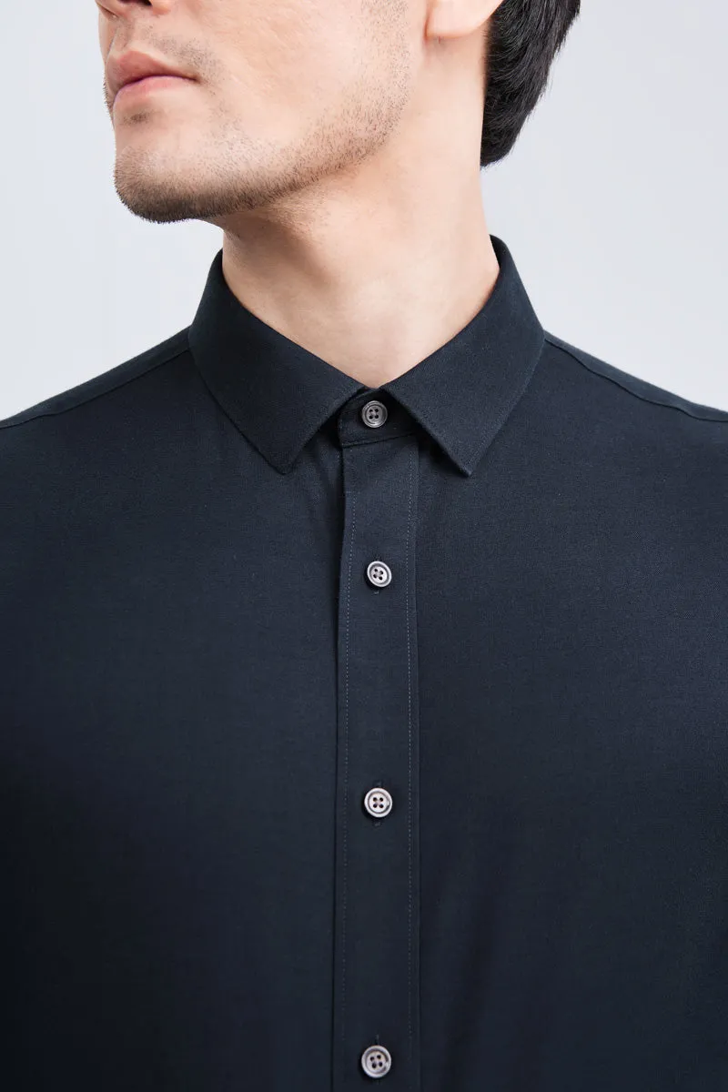 Coastal Vibes Supreme Cotton-Yak Twill Dress Shirt | Navy 0373DK