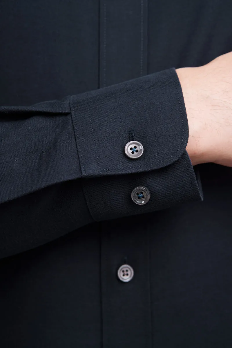 High-Quality Fabric Neutral Tone Supreme Cotton-Yak Twill Dress Shirt | Navy 0373DK