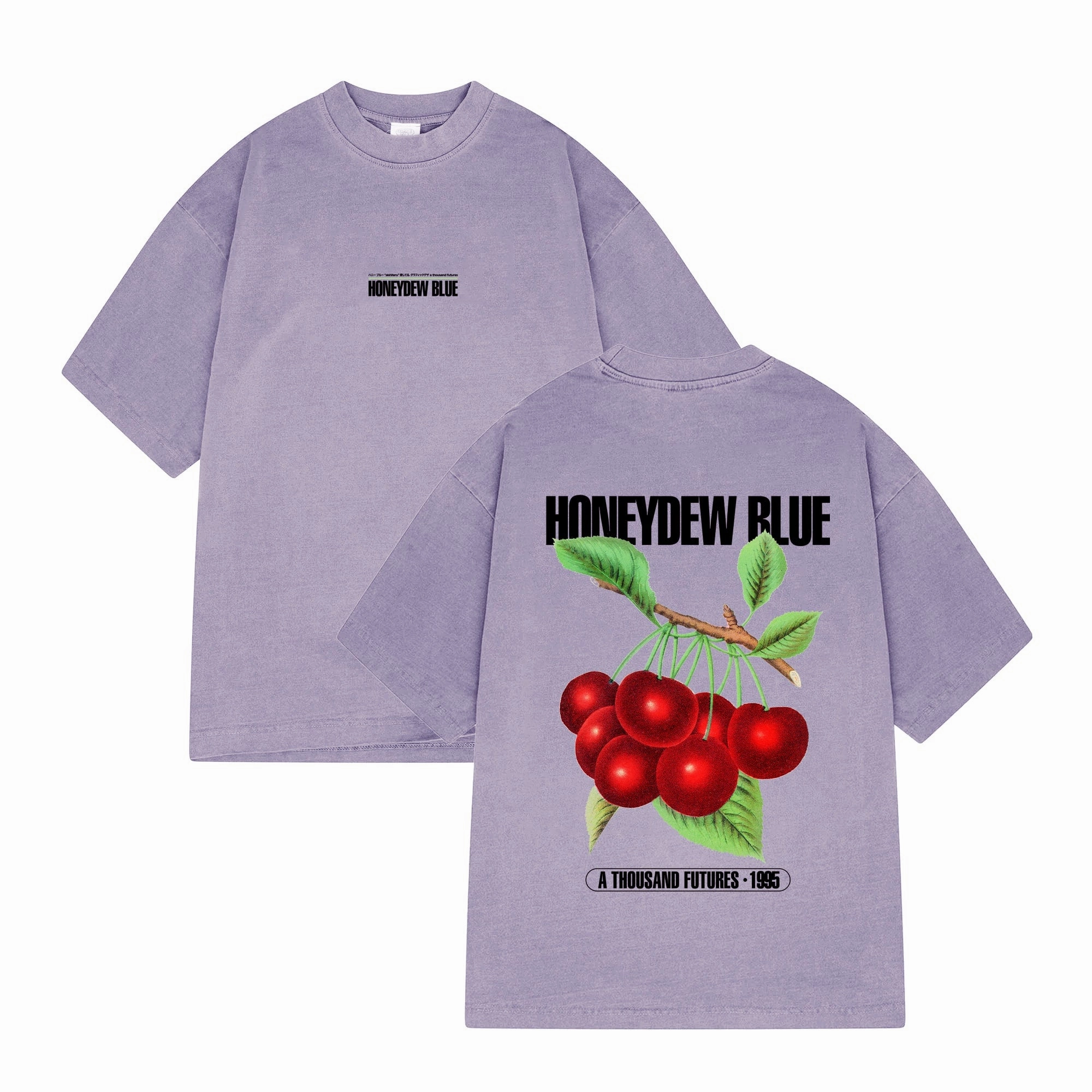 A Thousand Futures x GK 'Honeydew Blue' Vintage Washed Tee - Mauve High-Quality Cotton