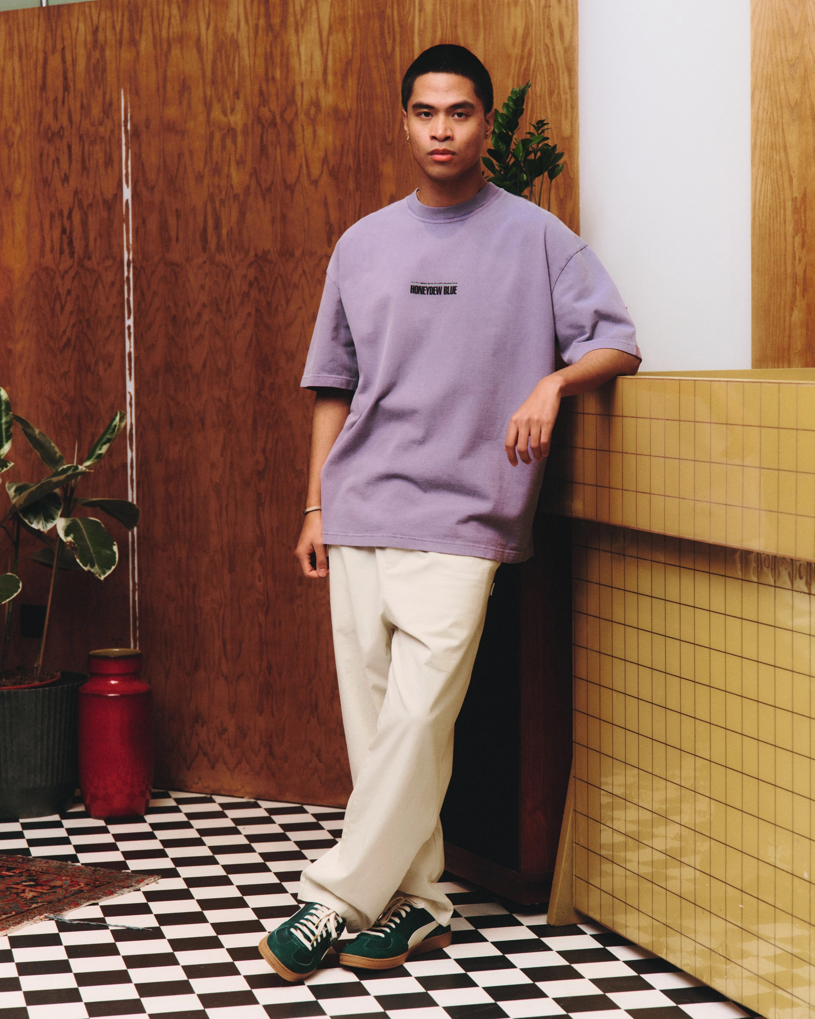 Easy Layer A Thousand Futures x GK 'Honeydew Blue' Vintage Washed Tee - Mauve