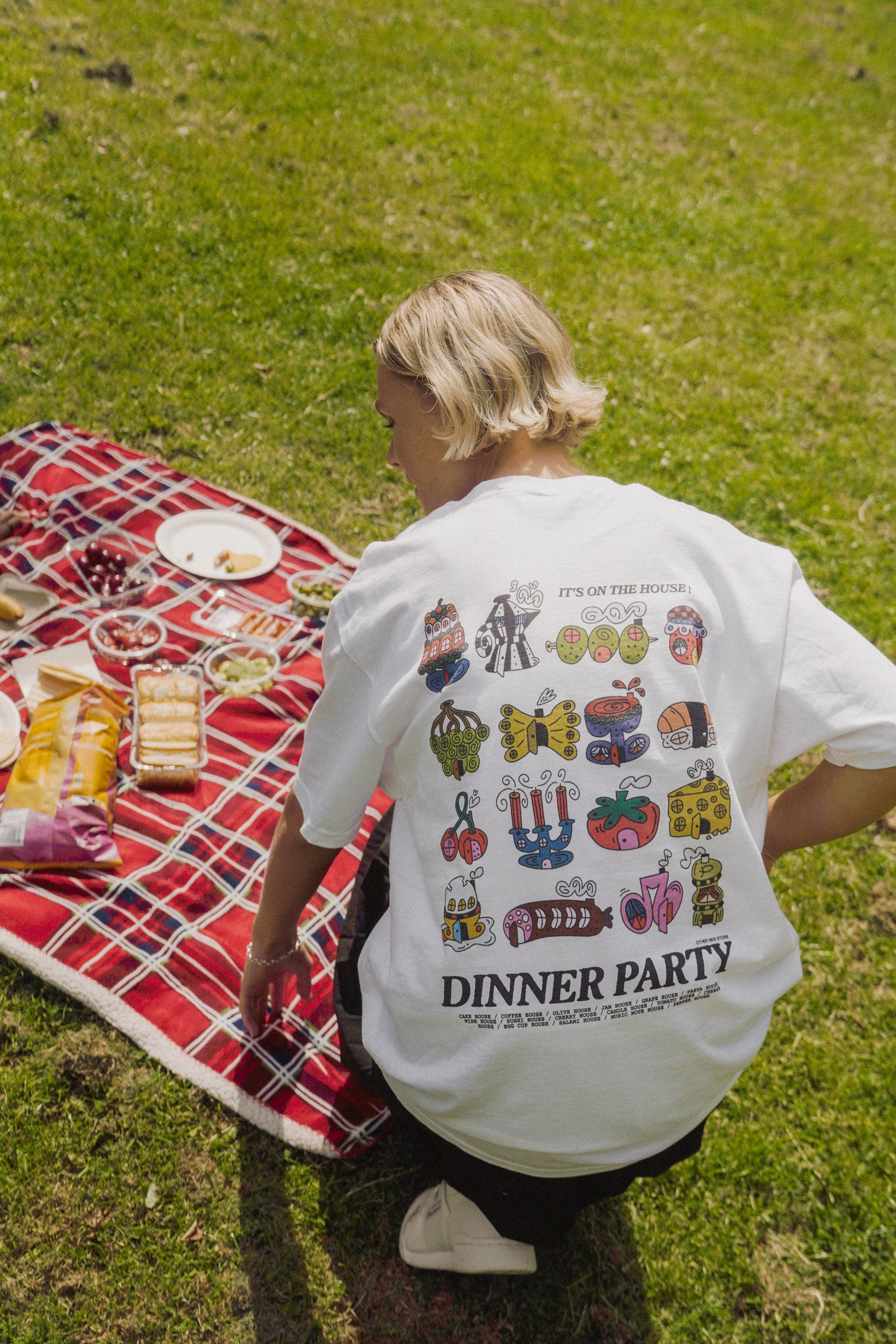 Other Side Store 'Dinner Party' Tee - White Daily Trend