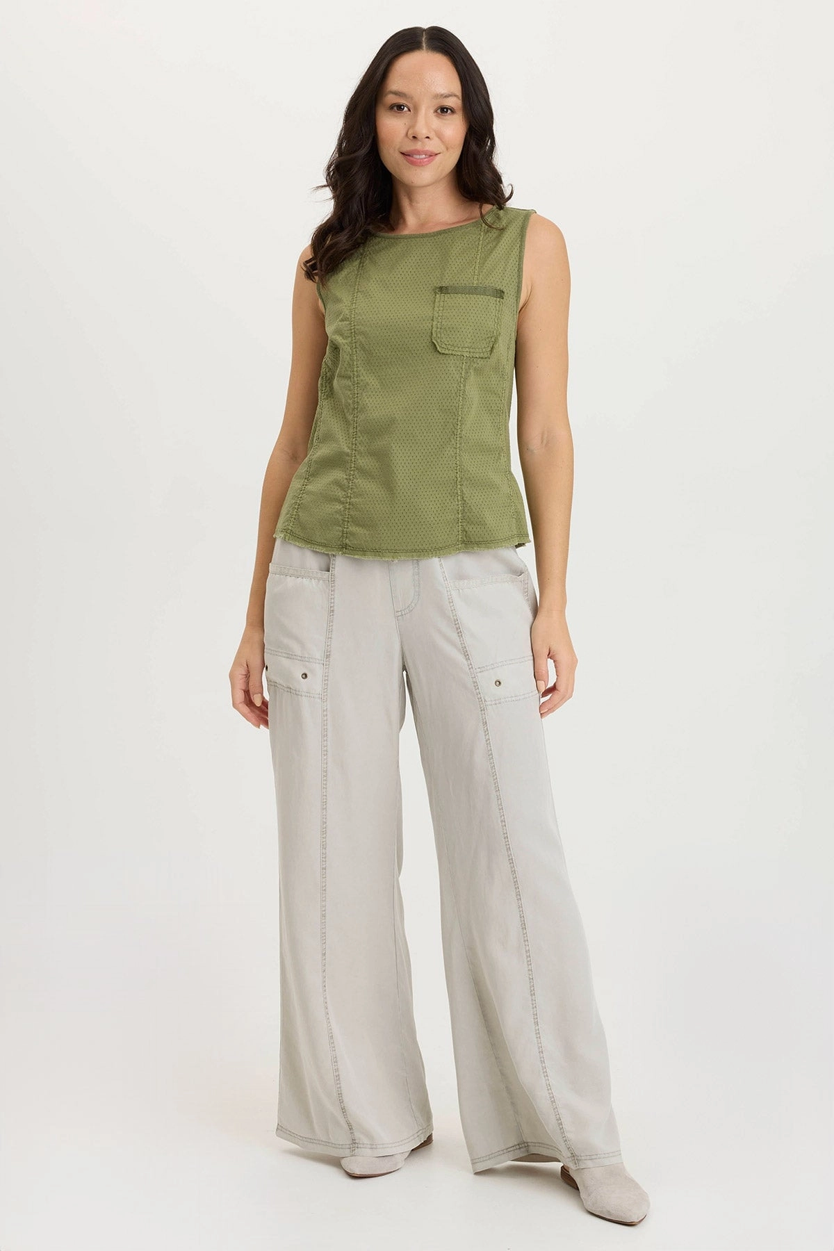 Windproof Membrane Tear Resistant Weave Tarla Twill Dropped Pocket Wide Leg Pant
