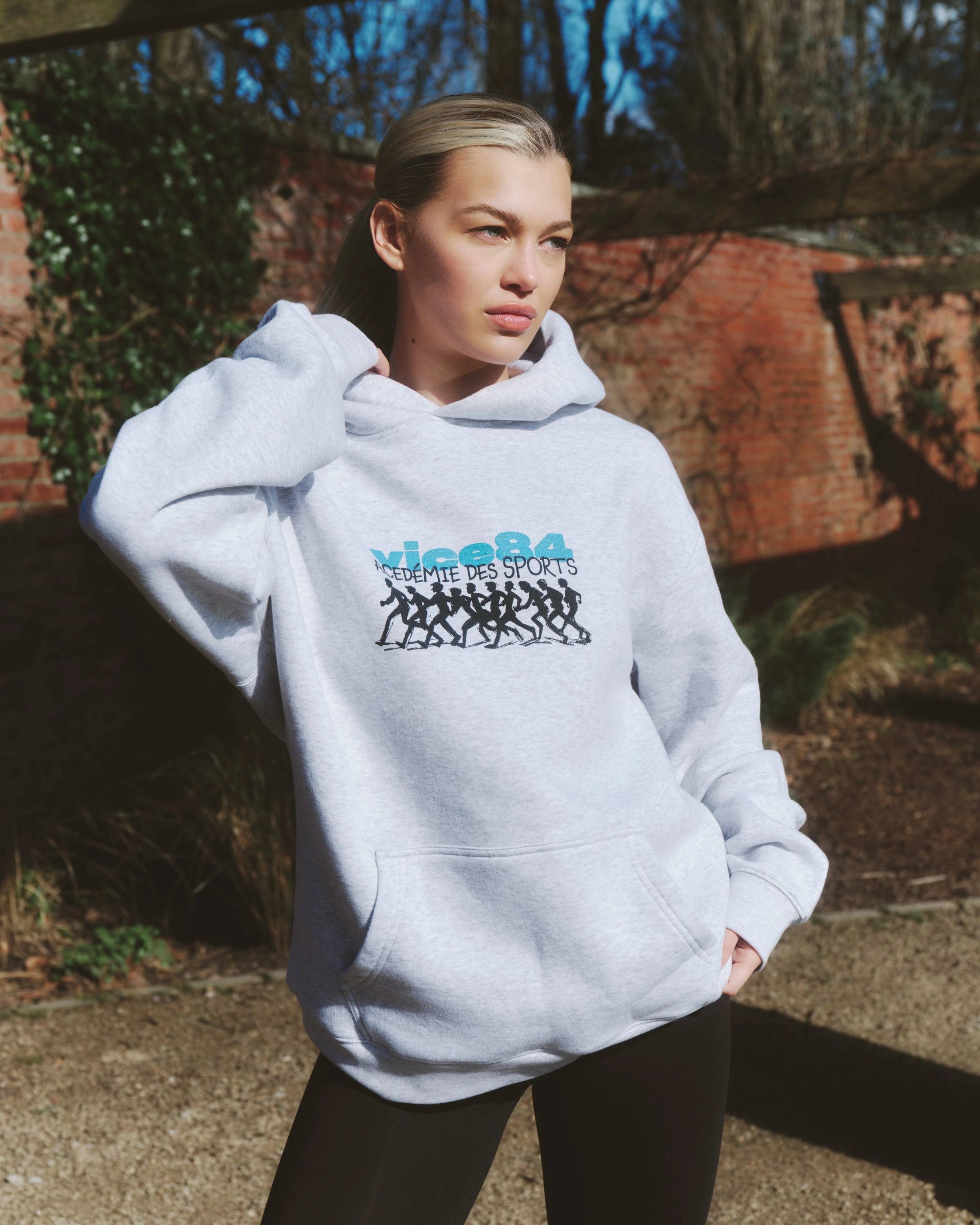 Vice 84 'Runners' Hoodie - Ash Grey Zip Up Style