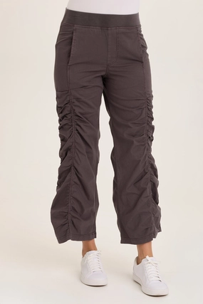 Naola Stretch Poplin Ruched Flare Gaucho Fitted Design Effortless Look