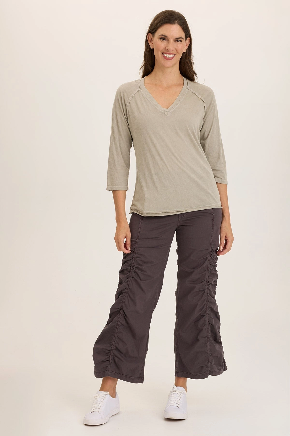 Smart Look Naola Stretch Poplin Ruched Flare Gaucho