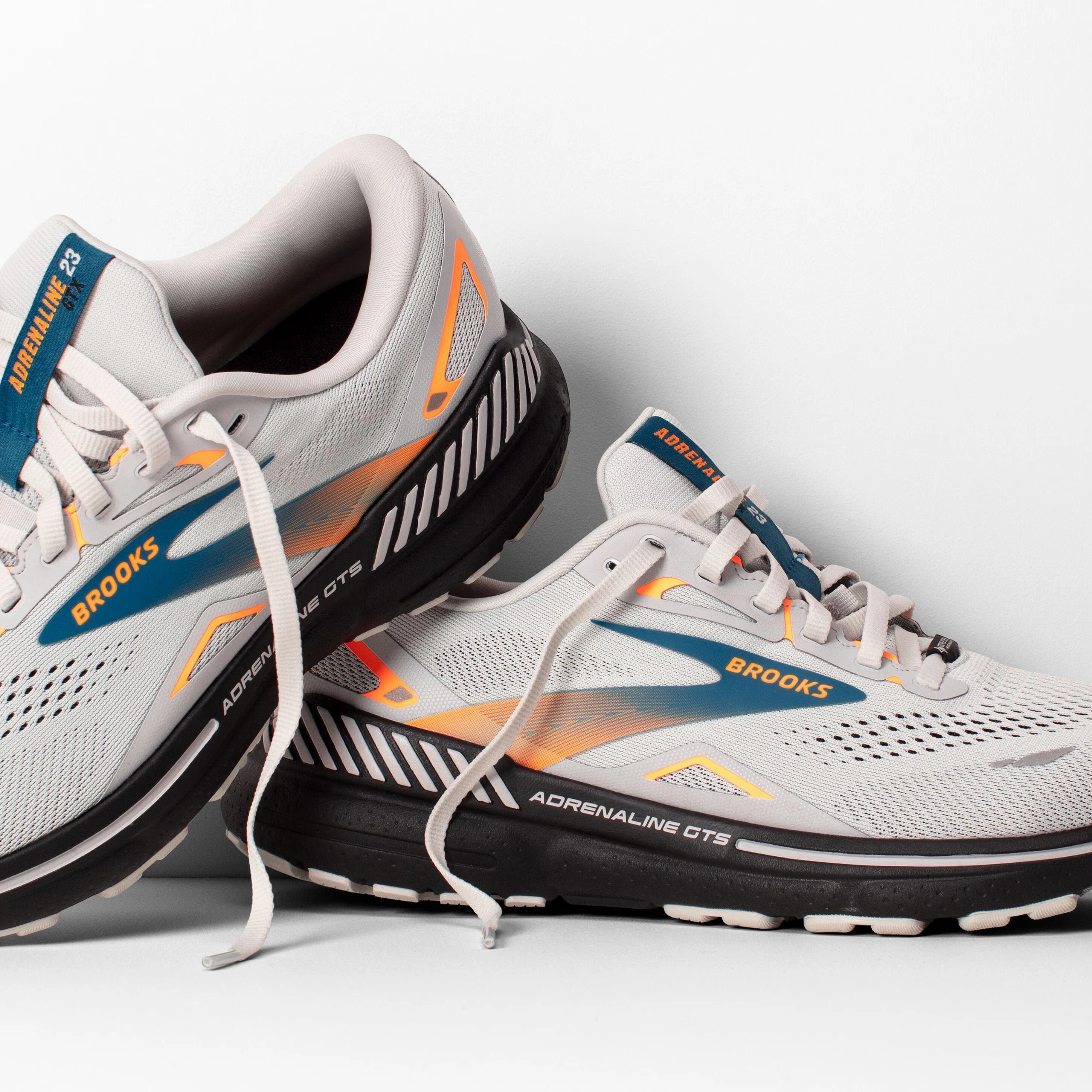 celebrity - inspired hot - weather shoes Brooks Men's Adrenaline GTS 23 GORE-TEX Running Shoes Oyster Mushroom / Orange / Blue