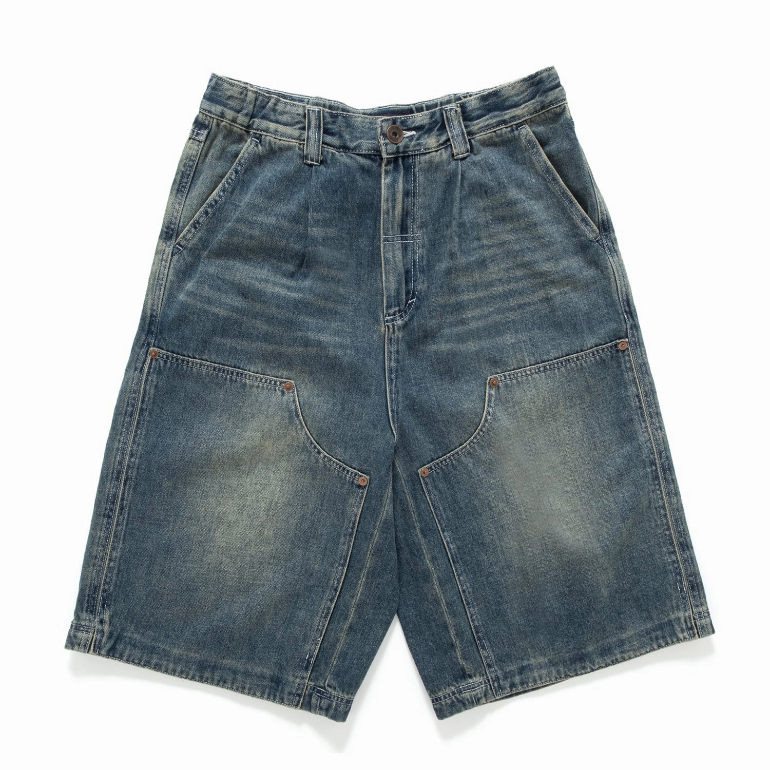 (SP395) Washed Double Knee Jorts Breathable Material