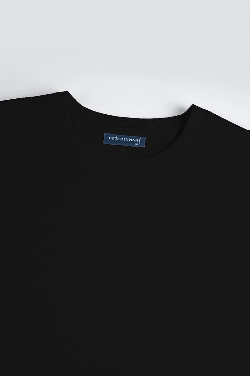 Holiday Wear Waffle Crew Neck T-Shirt | Black BKFD01