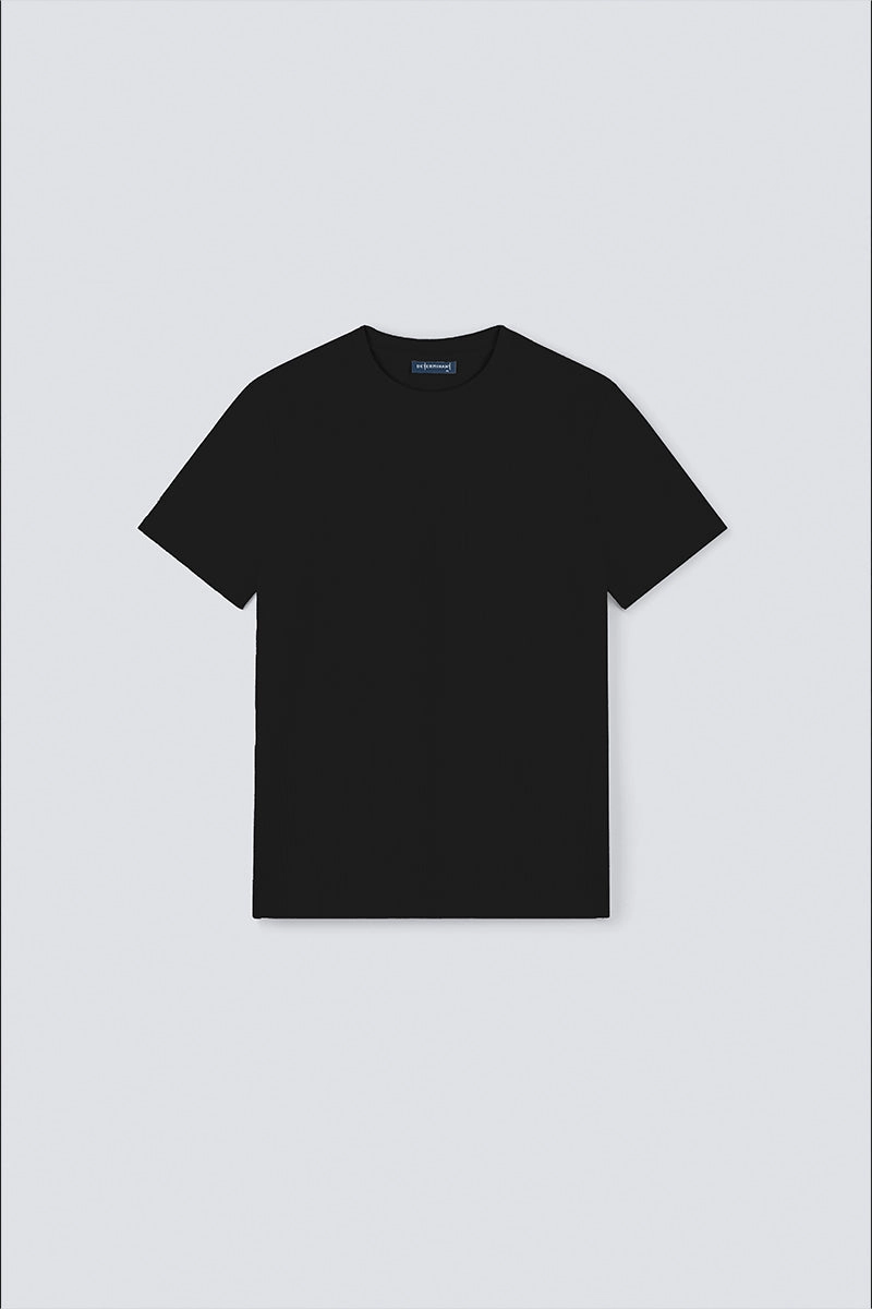 Waffle Crew Neck T-Shirt | Black BKFD01 Weekend Smart