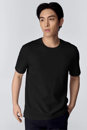 Fit for Any Season Waffle Crew Neck T-Shirt | Black BKFD01
