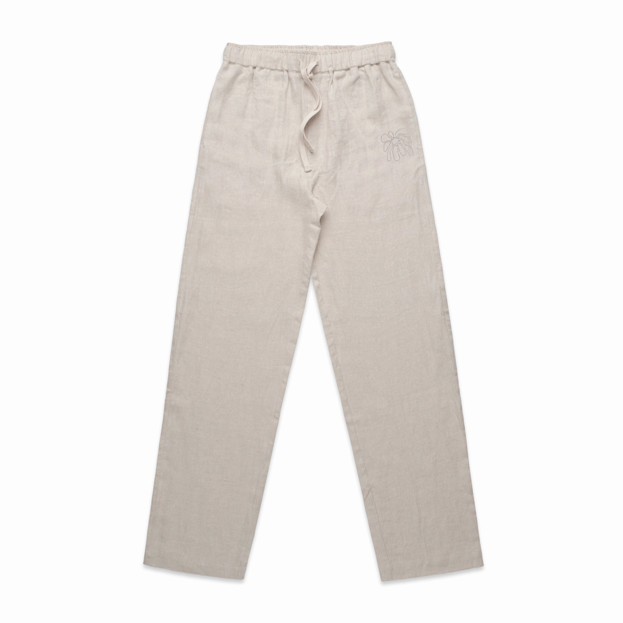 FLWRS Embroidered Linen Trousers - Natural UV Protection