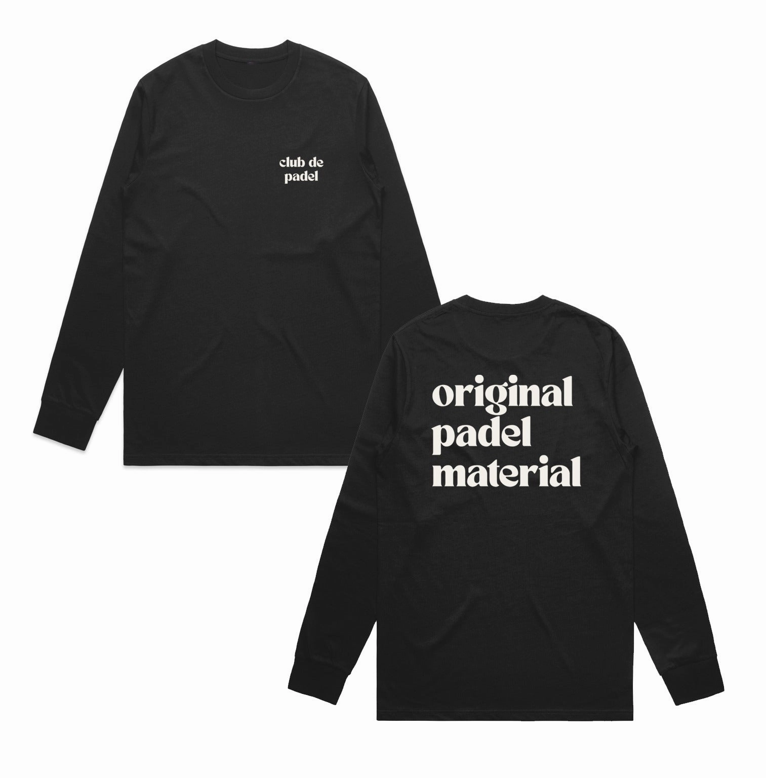 Club de Padel 'Original Padel Material' Longsleeve Tee - Black MinimalistDesign