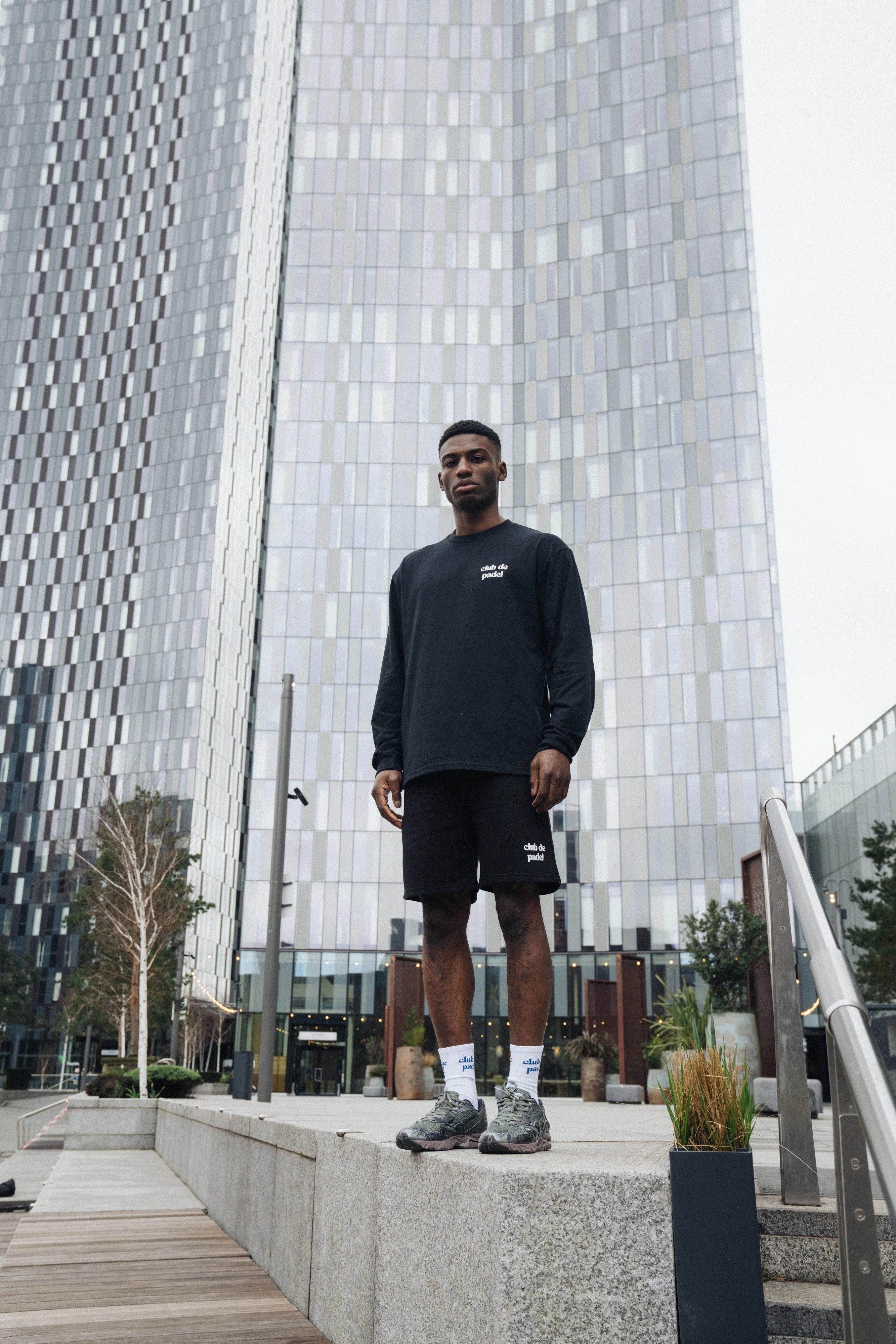 Club de Padel 'Original Padel Material' Longsleeve Tee - Black Breathable Cotton Fabric Leather combination