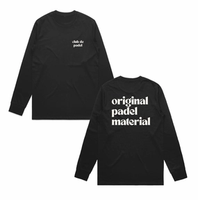Club de Padel 'Original Padel Material' Longsleeve Tee - Black MinimalistDesign