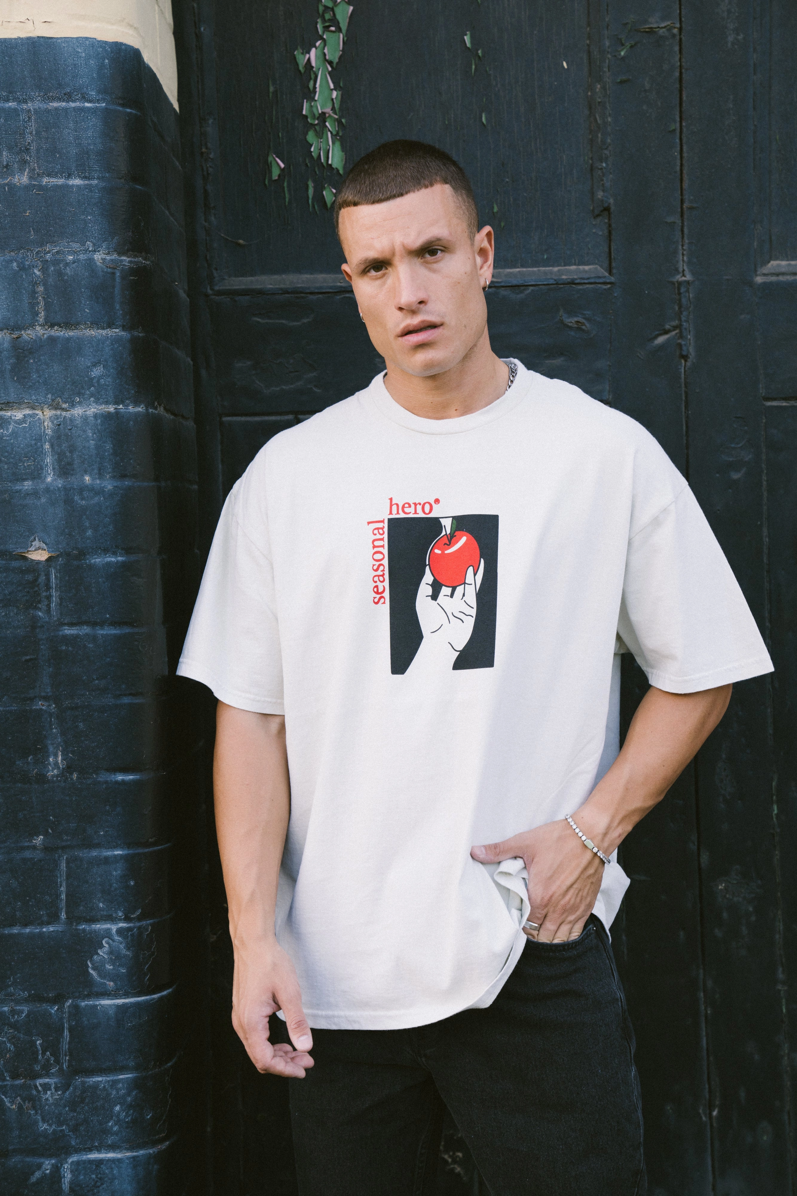 Lightweight Construction Seasonal Hero 'Forbidden Fruit' Vintage Washed Tee - Beige