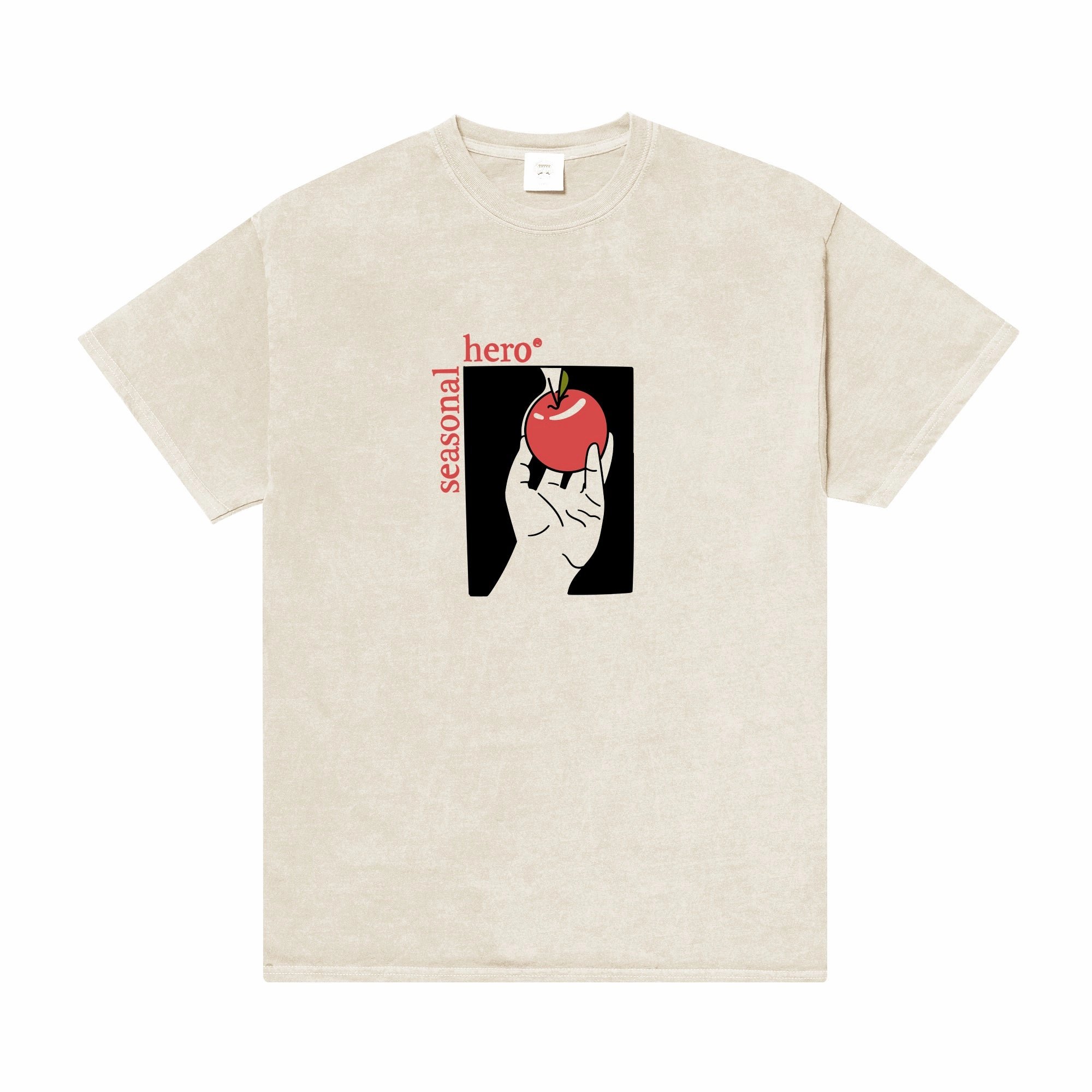 Seasonal Hero 'Forbidden Fruit' Vintage Washed Tee - Beige Linen blend