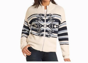 Durable Stitching Cozy Knit Look Boucle Southwest Sweater In Eggshell