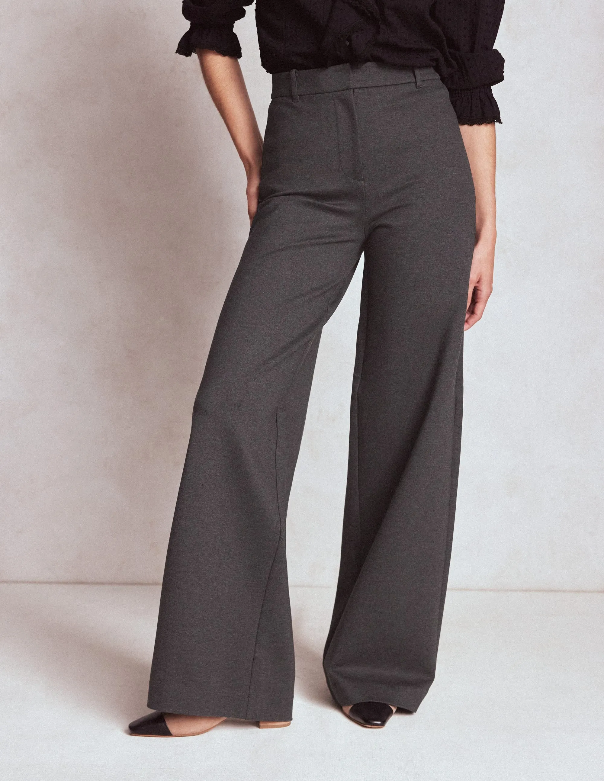Belgravia Ponte Trousers-Charcoal Grey Urban appeal Non Tapered Leg