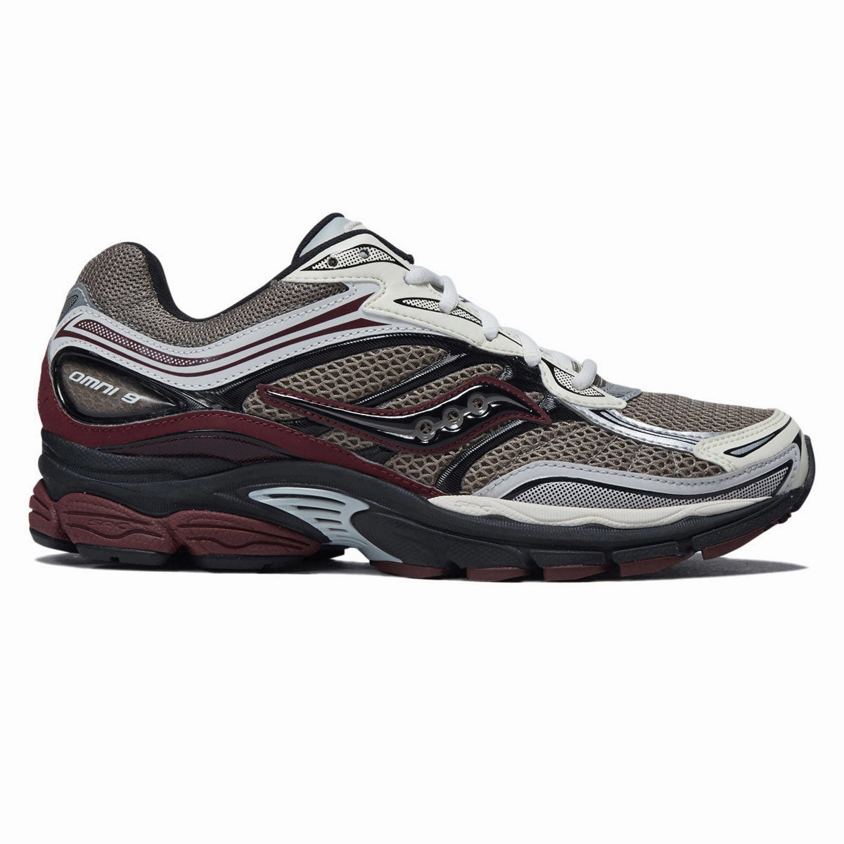 Wide Toe Box Engineering Cushioned Feel Saucony Progrid Omni 9 Shoes - Tan/Maroon