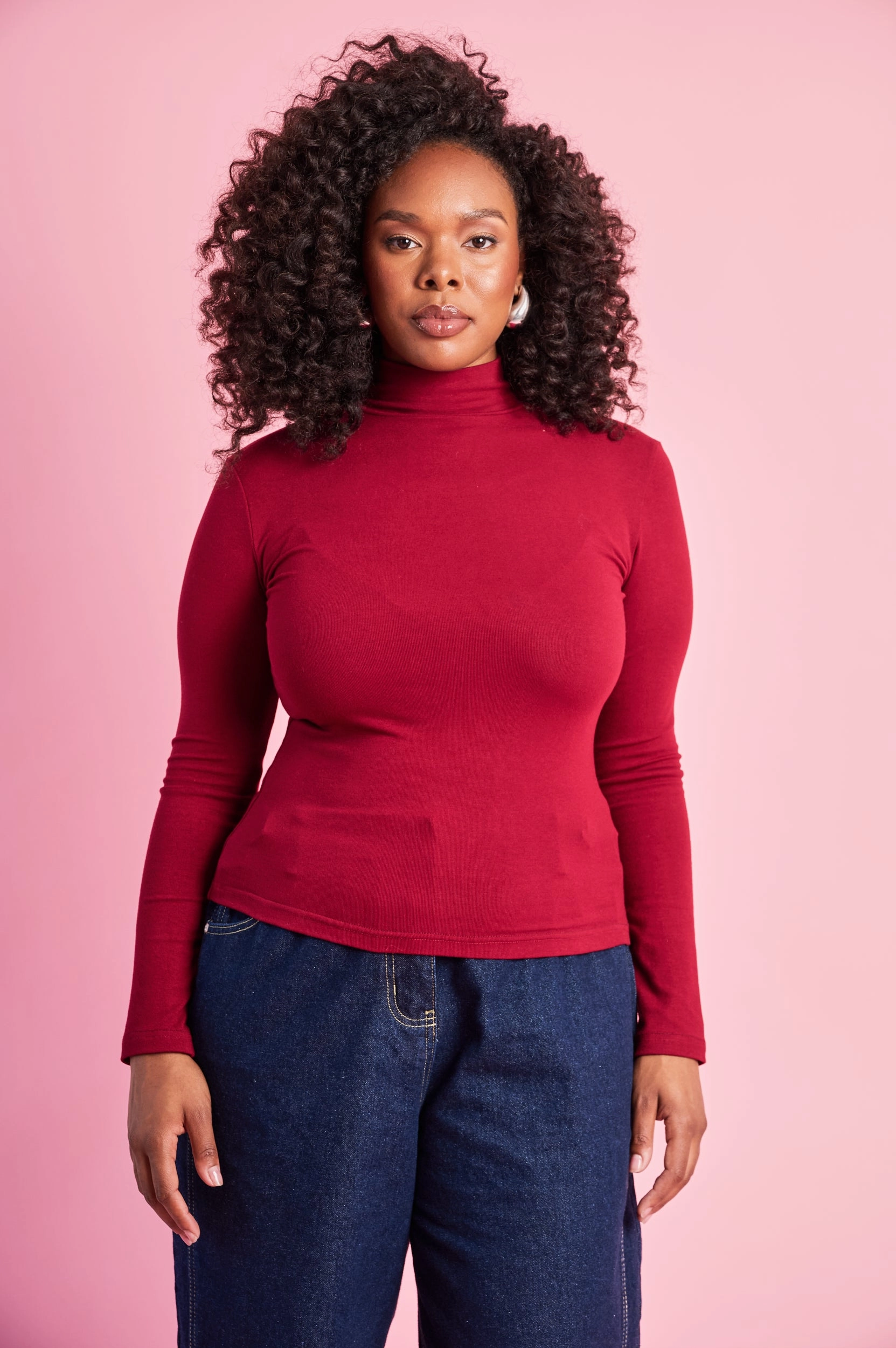 Essential Polo Knit Basic in Burgundy All Day Comfort