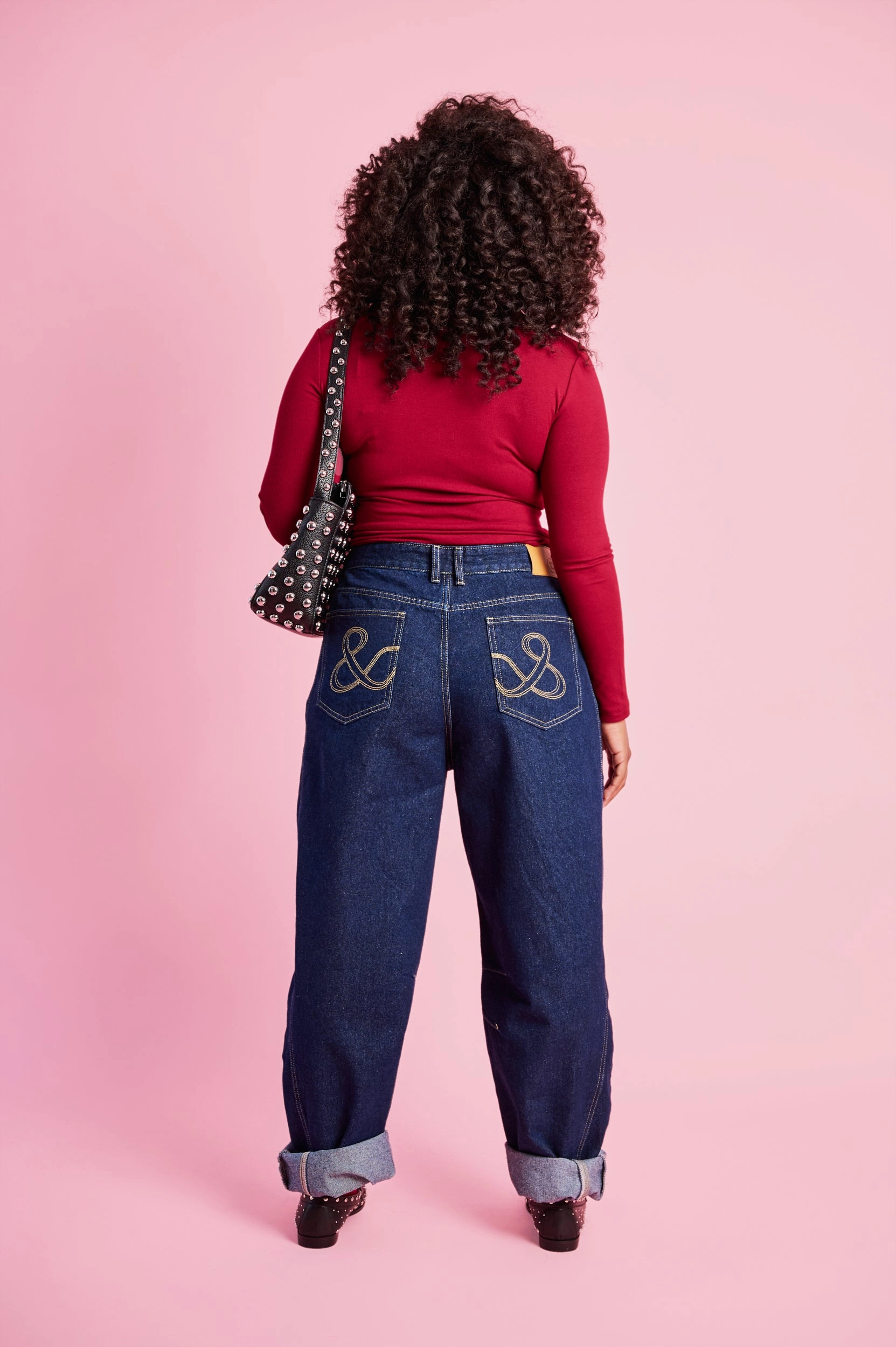 Ribbed Knit Fabric Essential Polo Knit Basic in Burgundy