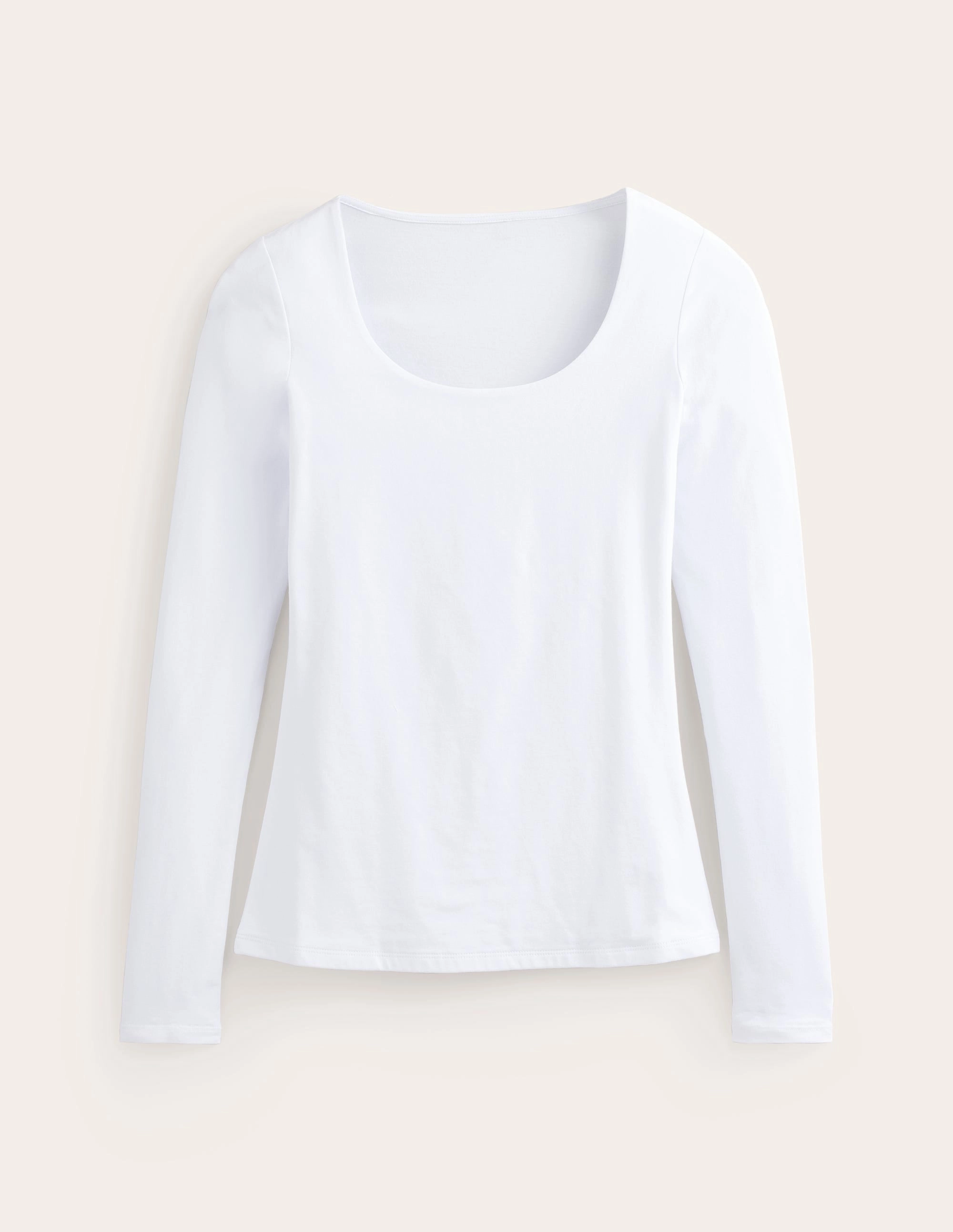 Breathable back panel EcoFriendlyDye Double Layer Scoop Long Sleeve-White