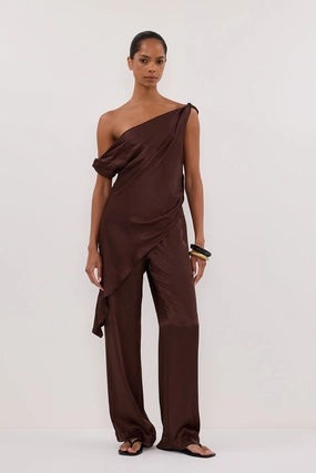 Daily Wear Light Wear Fit MONICA BITTER CHOC SATIN PANT