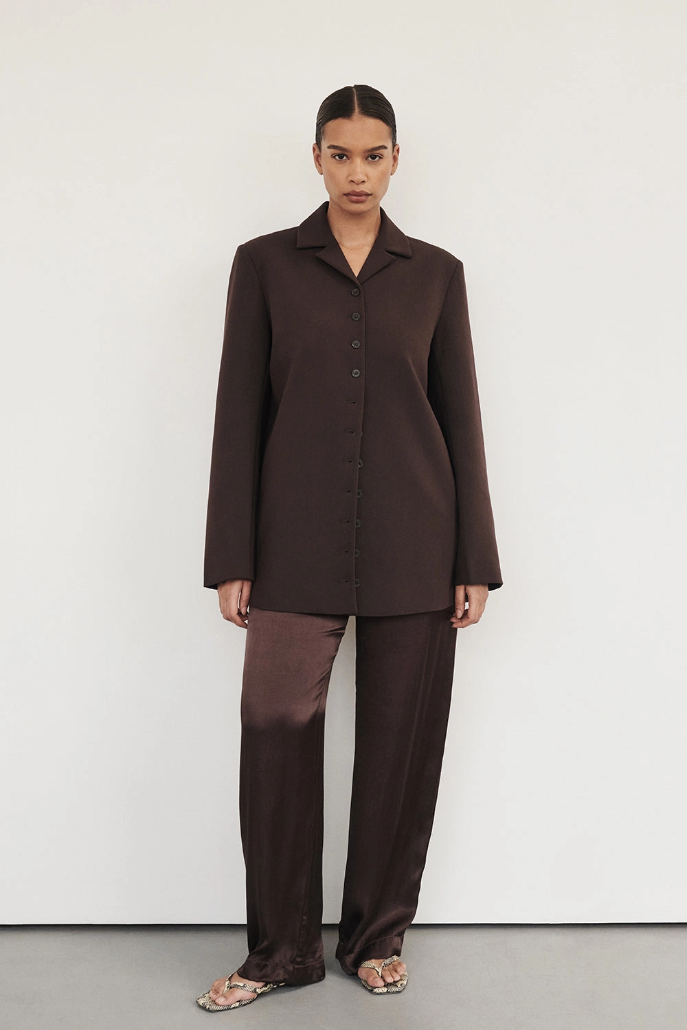 MONICA BITTER CHOC SATIN PANT Soft Feel