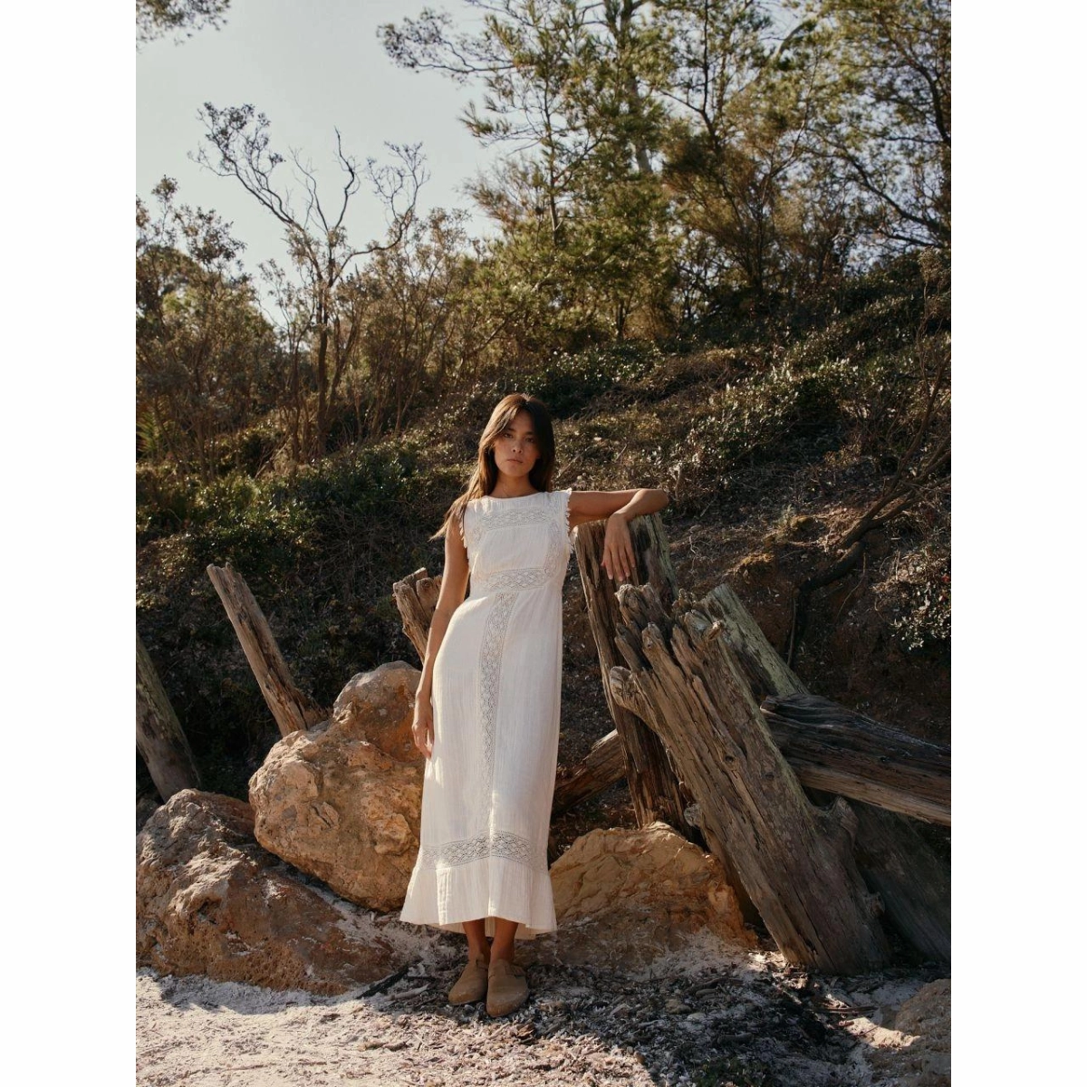 Ecru Double Gauze Dress Breathable Material Effortless Fit