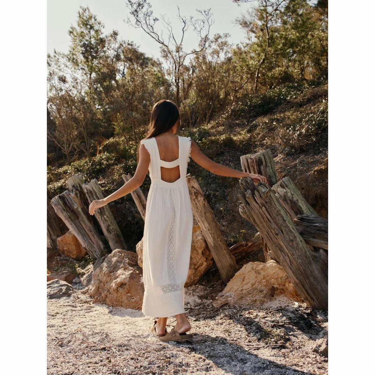 Ecru Double Gauze Dress Travel Comfort