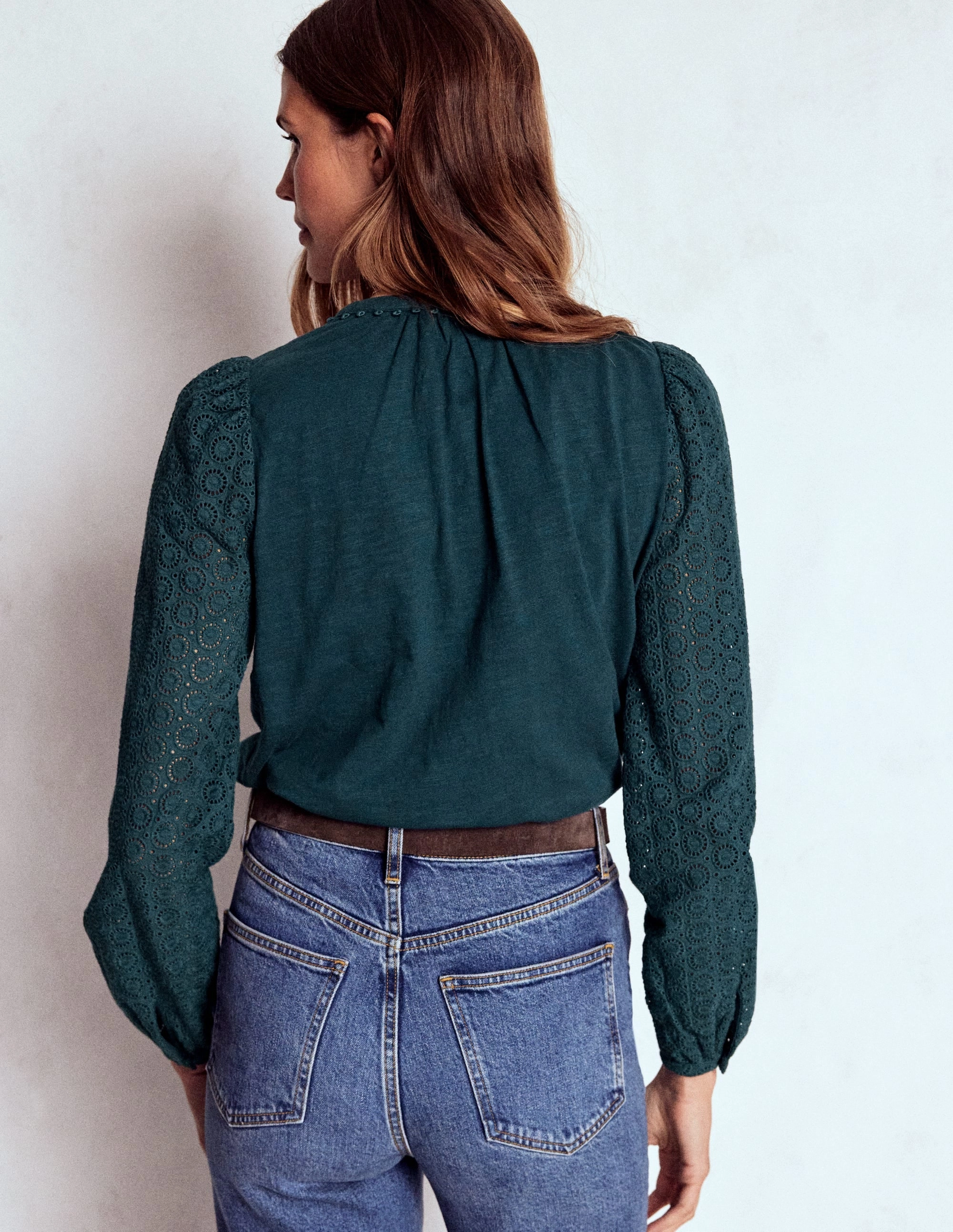 Eden Broderie Jersey Shirt-Midnight Teal Premium Material Easy to Wear