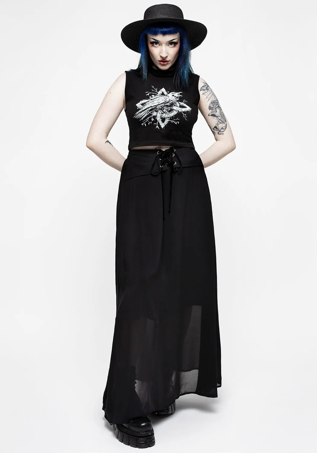 Seasonal Layering City Style Eris Lace Up Maxi Skirt