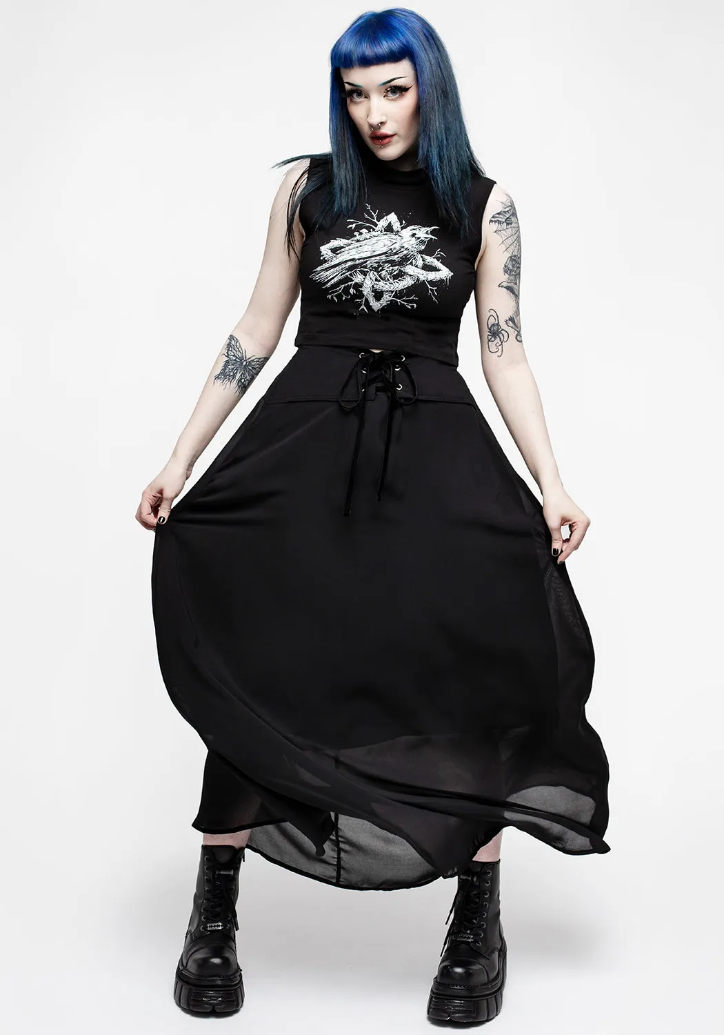 Eris Lace Up Maxi Skirt Seamless Edging