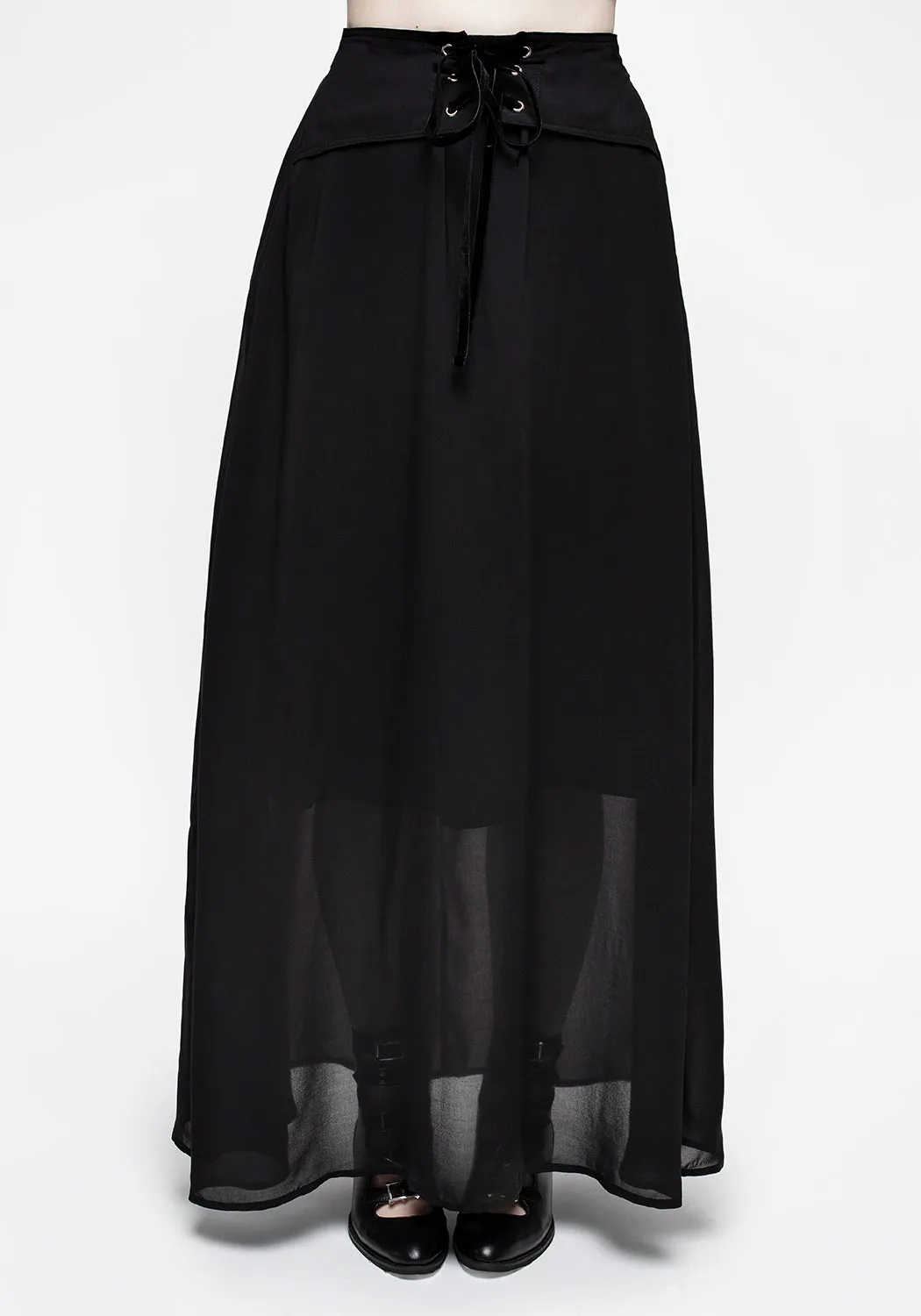 Eris Lace Up Maxi Skirt Outfit Display Outdoor Gathering