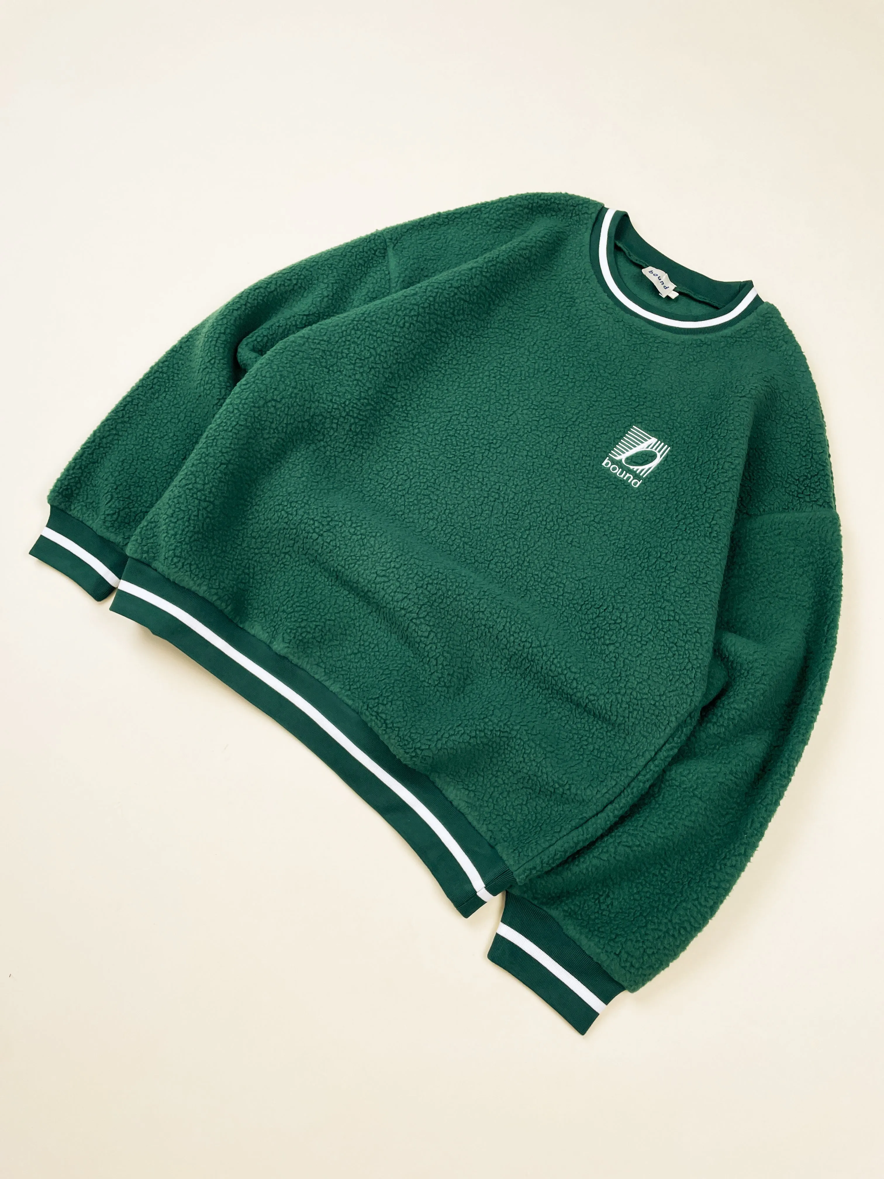 bound Reverse Fleece Grid Sweater - Bottle Green Relaxed Layers