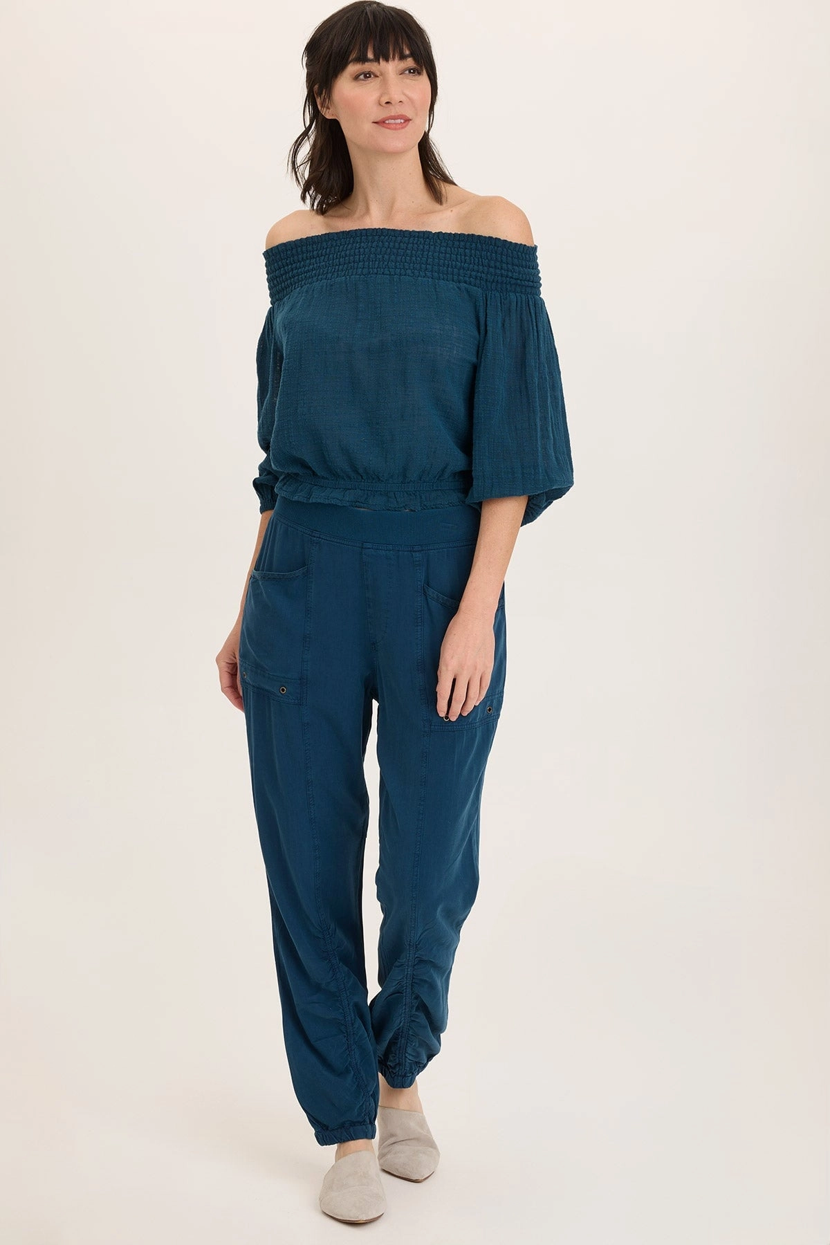 AdjustableWaistband Squire Twill Banded Hem Casual Pant