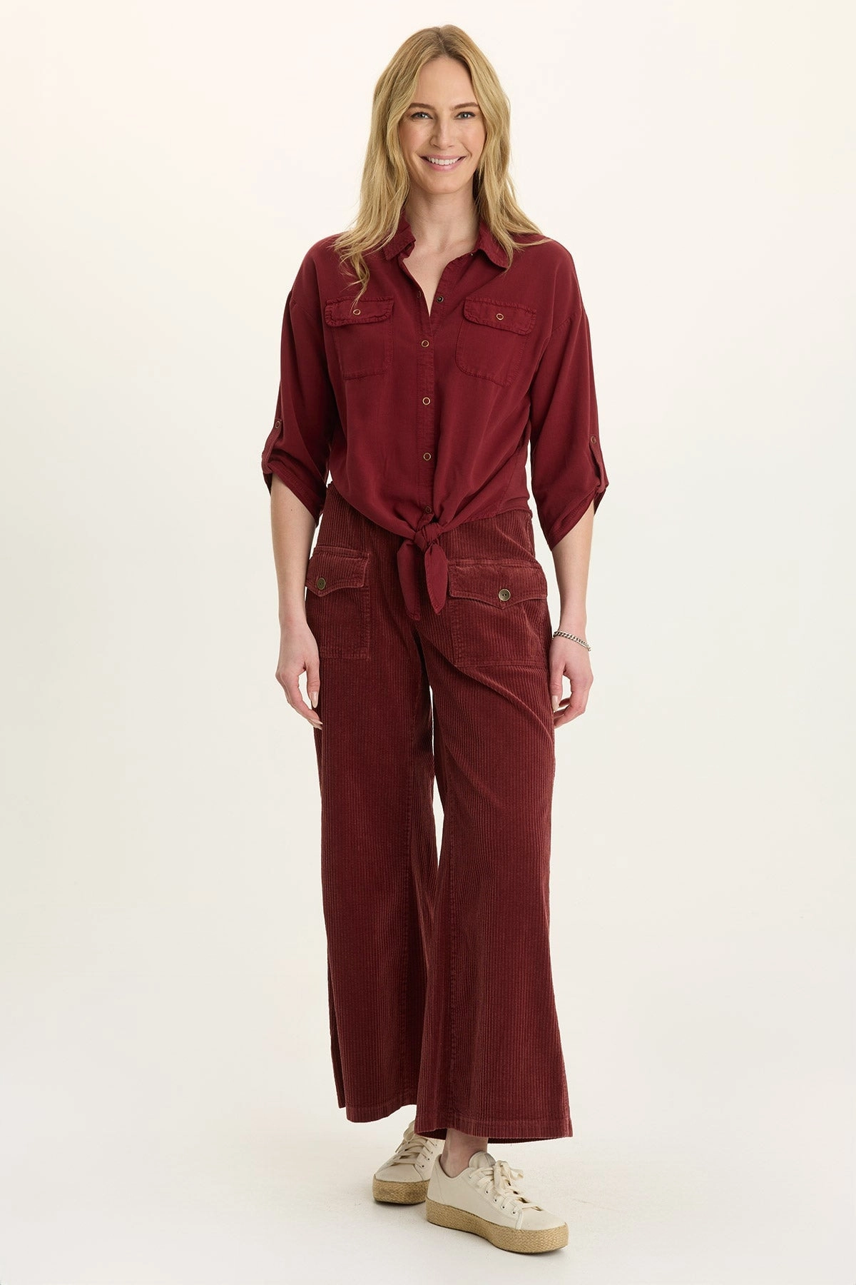 Hidden Pocket System Pull-on style Veera Wide-Leg Corduroy Pant