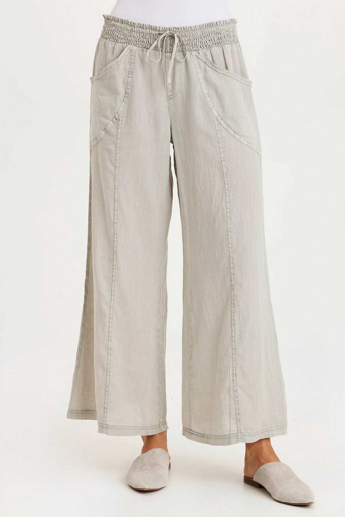 Comfortable Fit Wear Pia Paper-Bag Waist Linen Wide Leg Pant